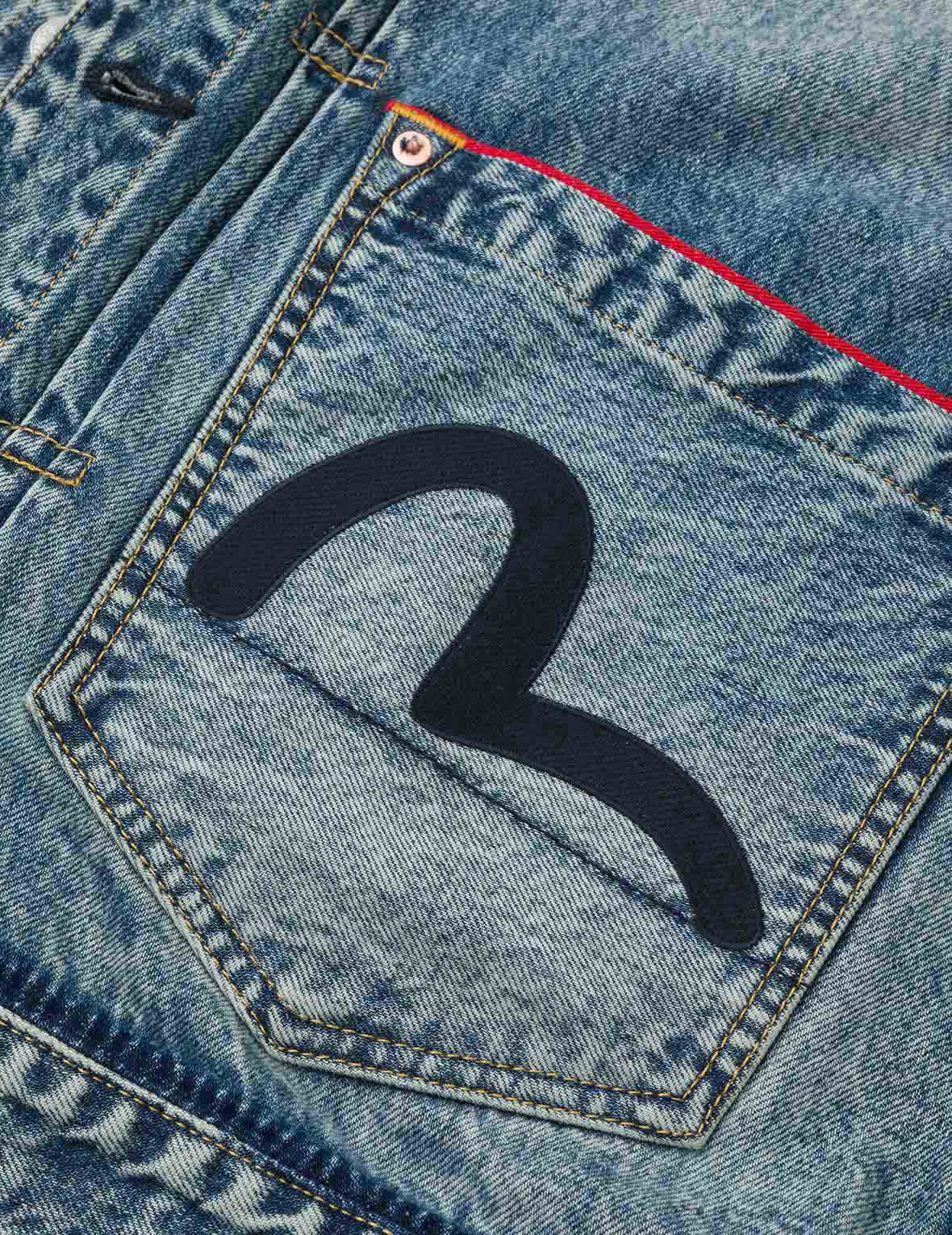 Washed Seagull Appliqué Embroidery Relax Fit Denim Jacket
