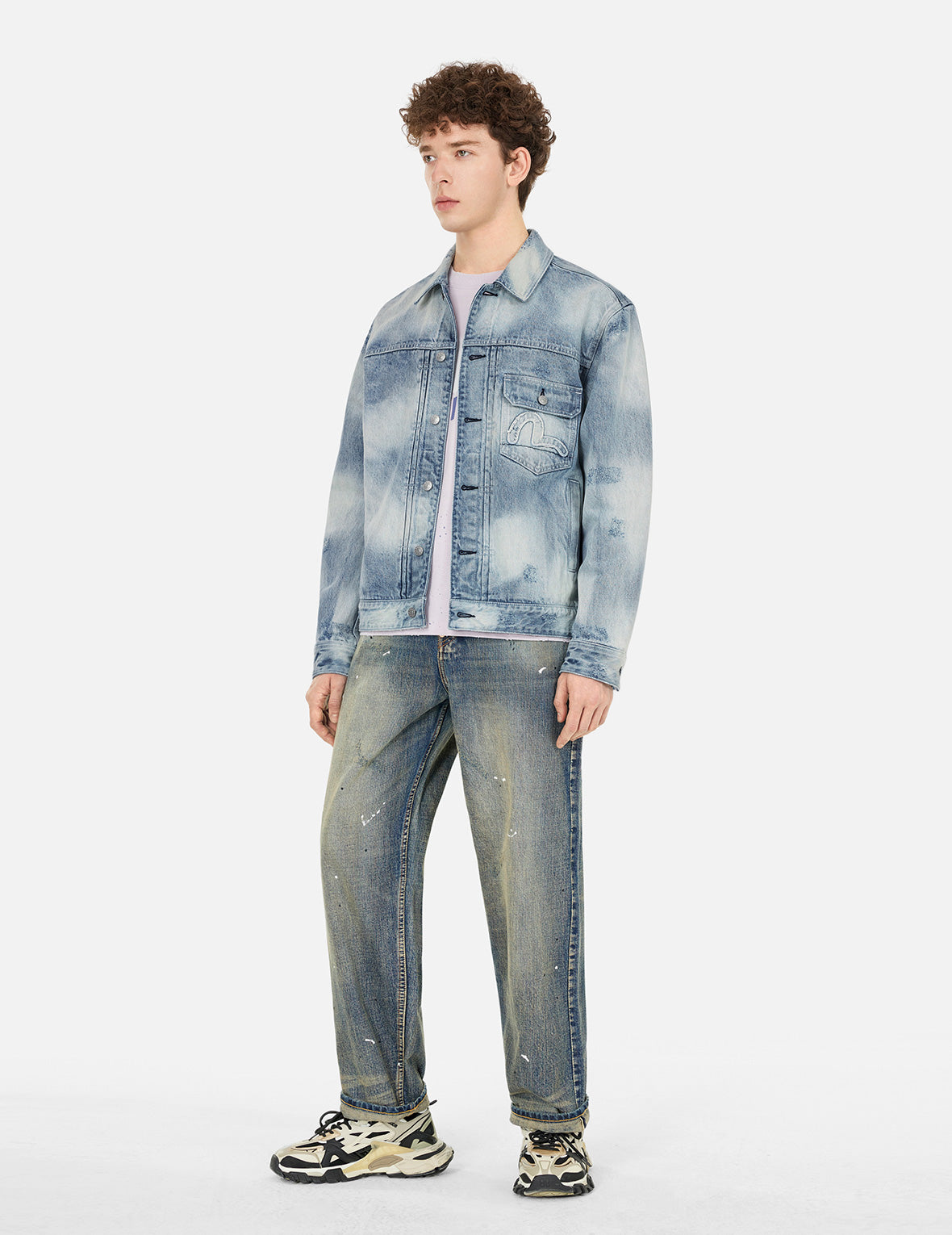 Seagull Appliqué Embroidery Relax Fit Denim Jacket