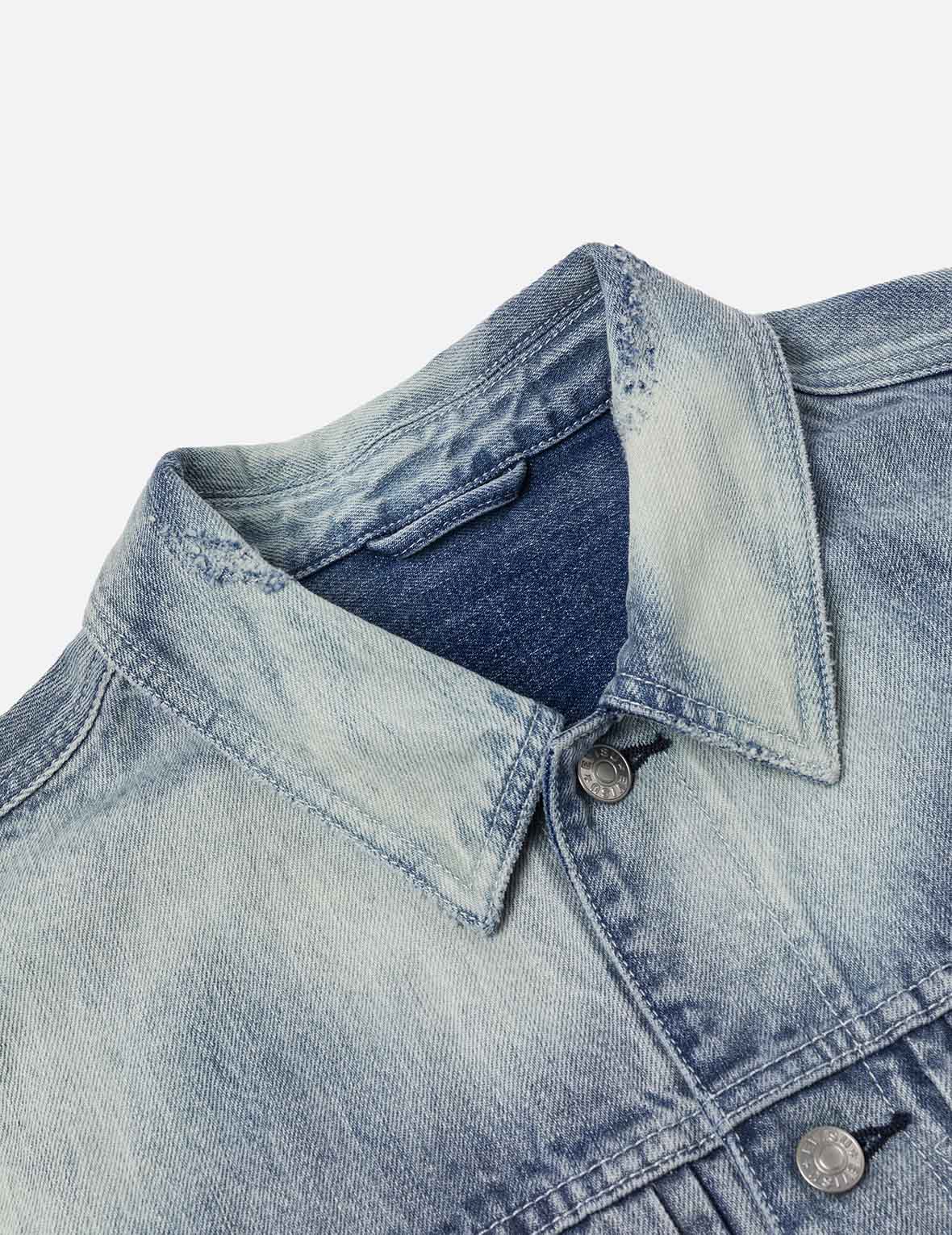 Seagull Appliqué Embroidery Relax Fit Denim Jacket