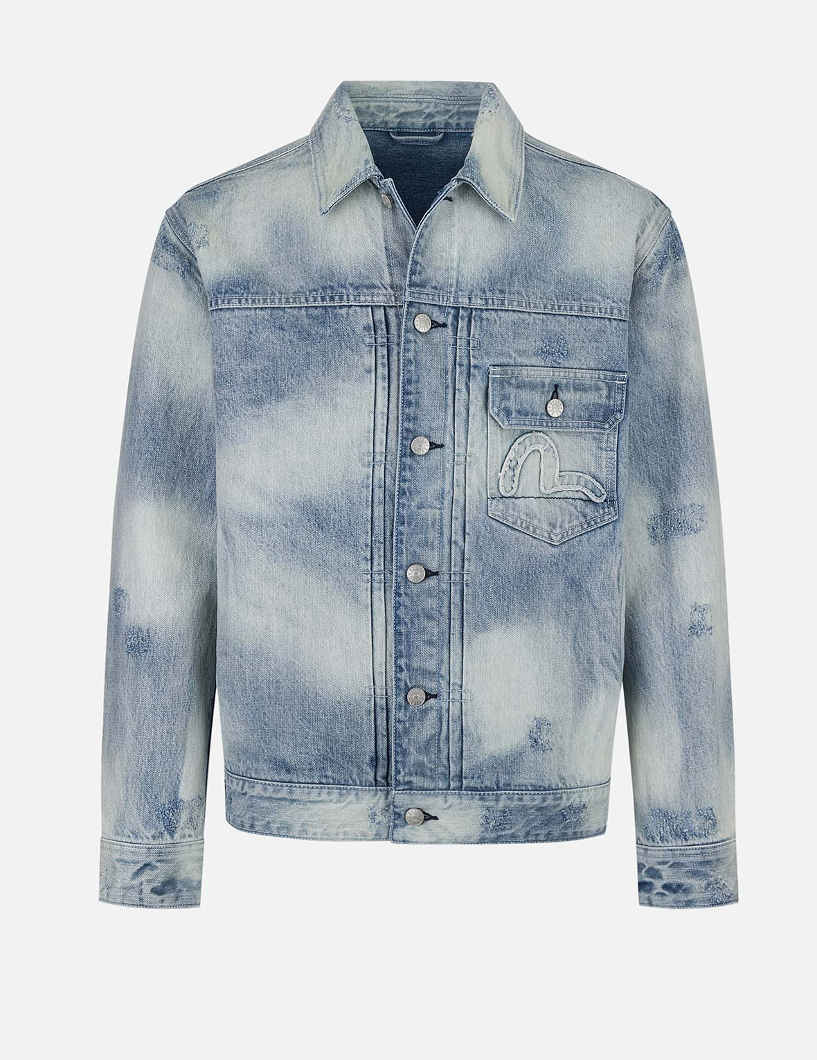 Seagull Appliqué Embroidery Relax Fit Denim Jacket