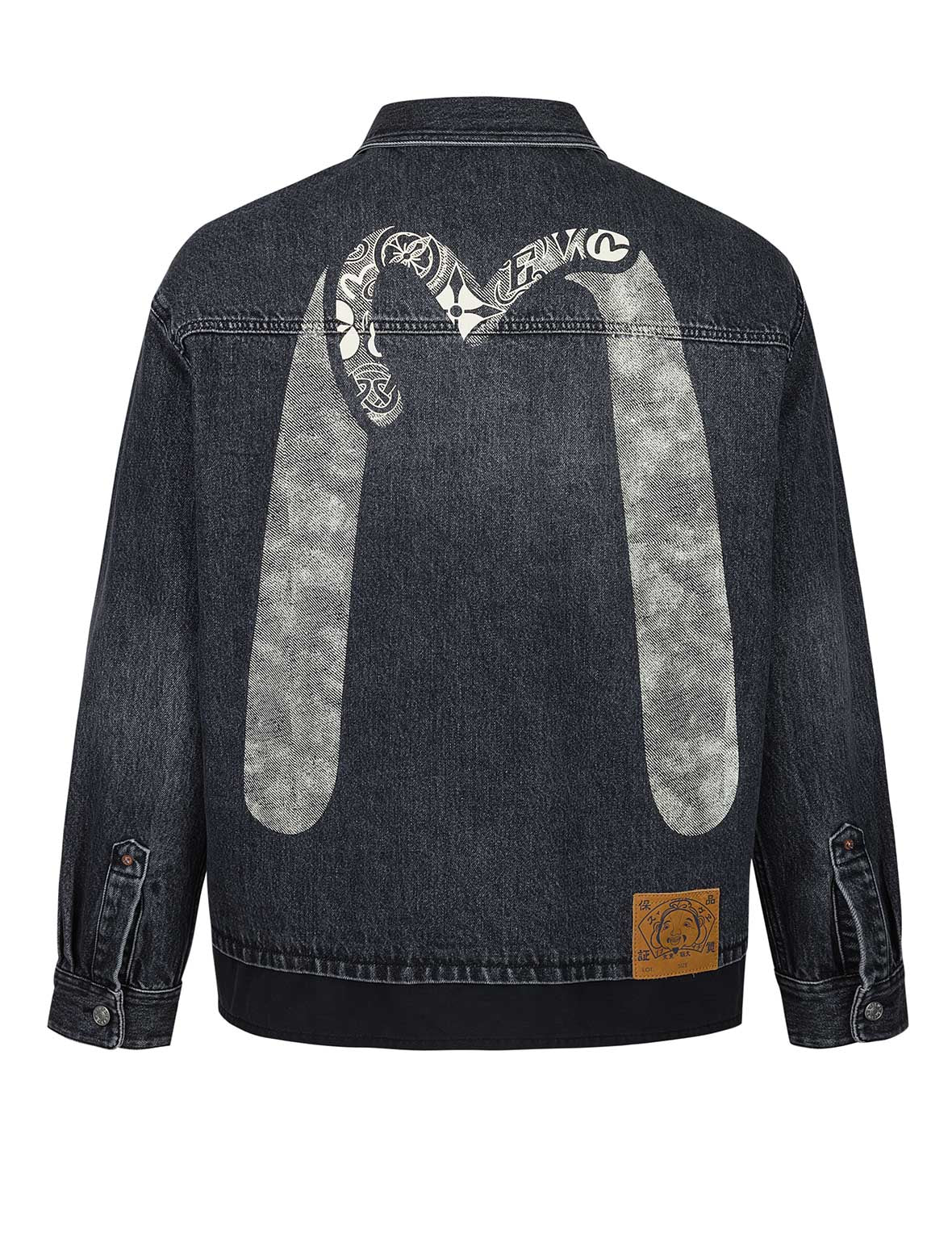Daicock and Seagull Print Relax Fit 2-in-1 Denim Worker Shirt Jacket