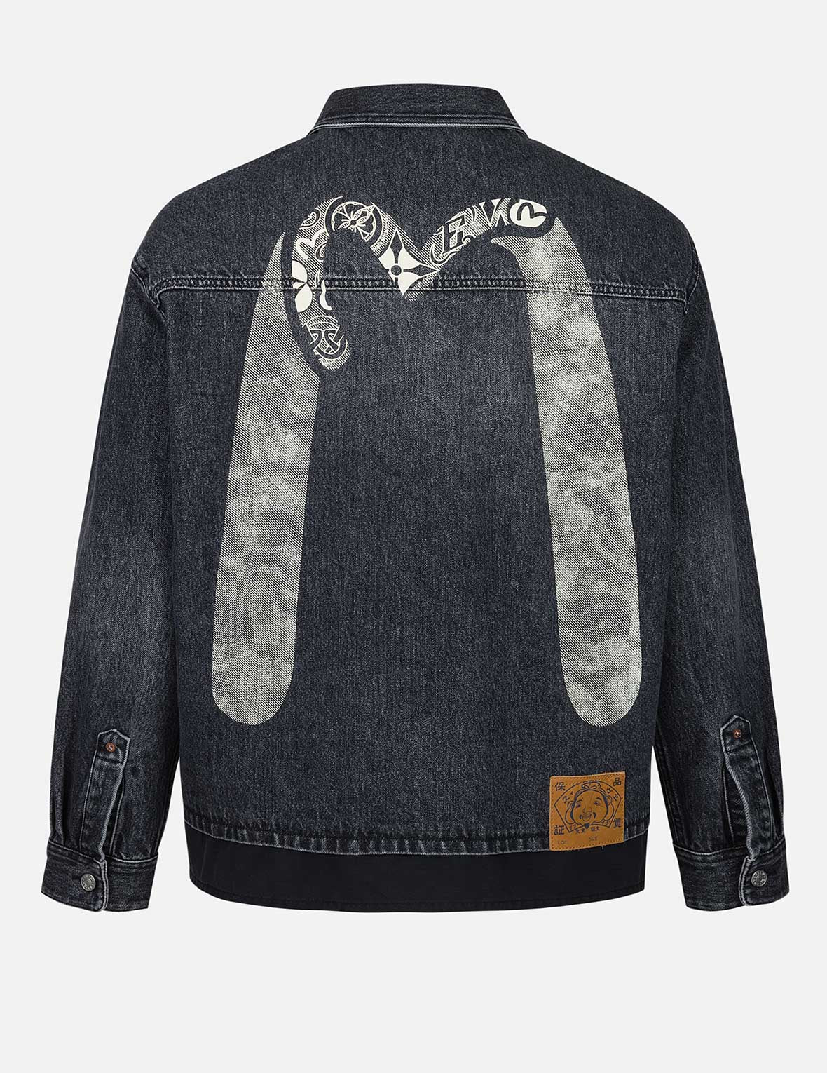 Daicock and Seagull Print Relax Fit 2-in-1 Denim Worker Shirt Jacket