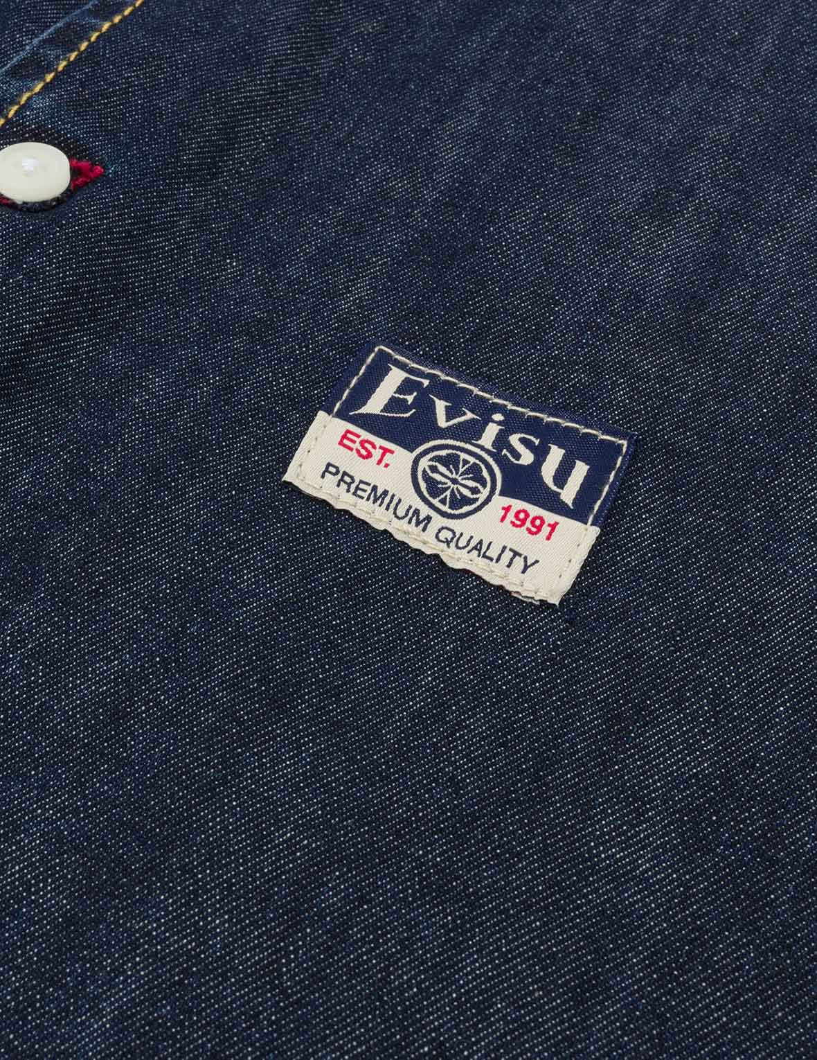 Multi-Pocket with Brocade Patch Relax Fit Denim Shirt