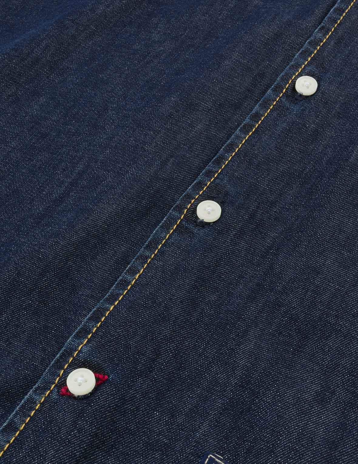 Multi-Pocket with Brocade Patch Relax Fit Denim Shirt