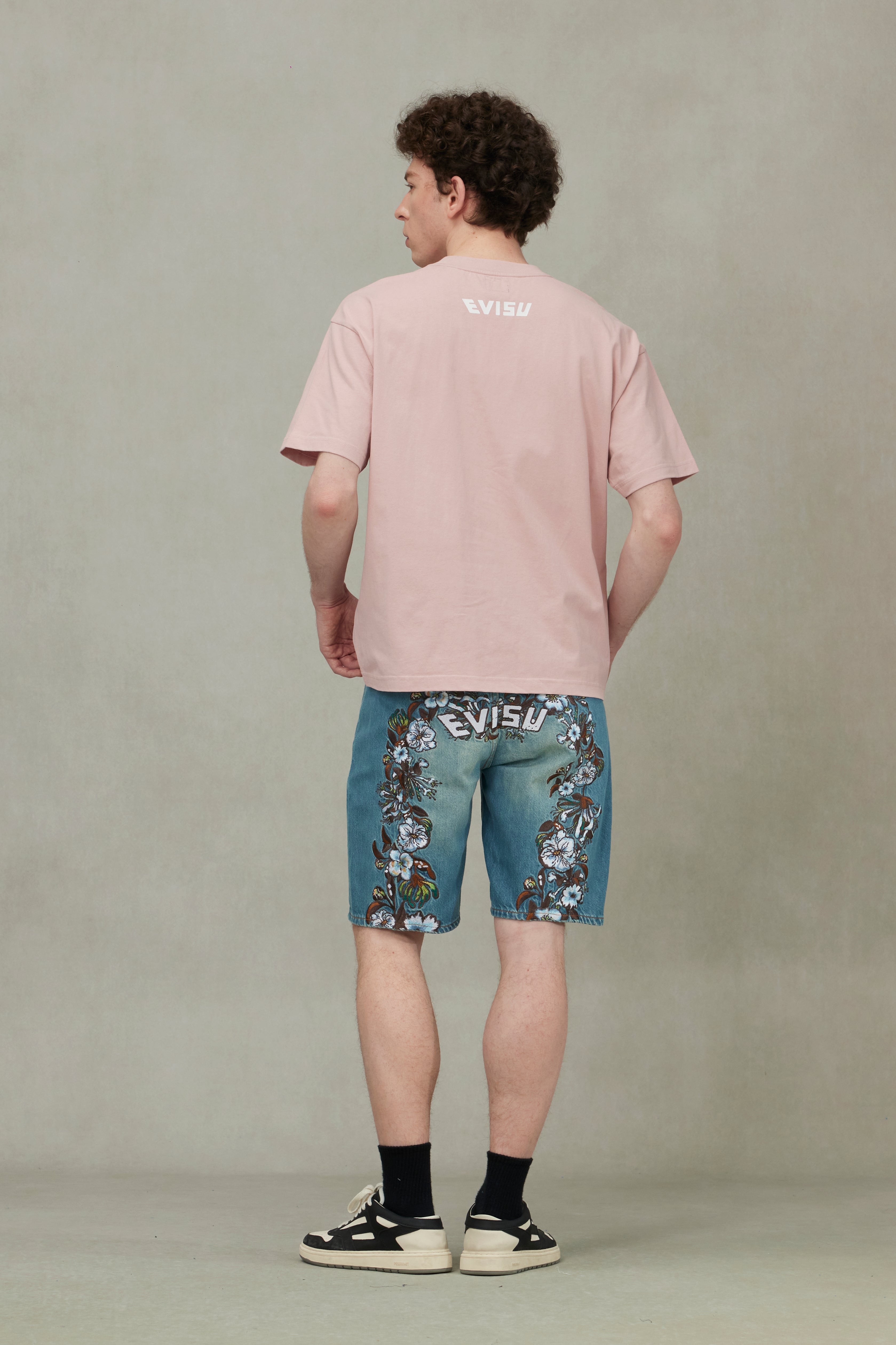 Floral Daicock Embroidery Regular Fit Denim Shorts
