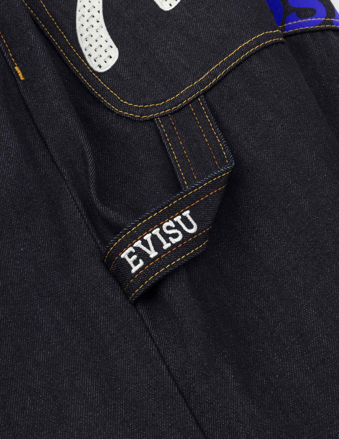Seagull Embroidery and Slogan Print Regular Fit Denim Shorts