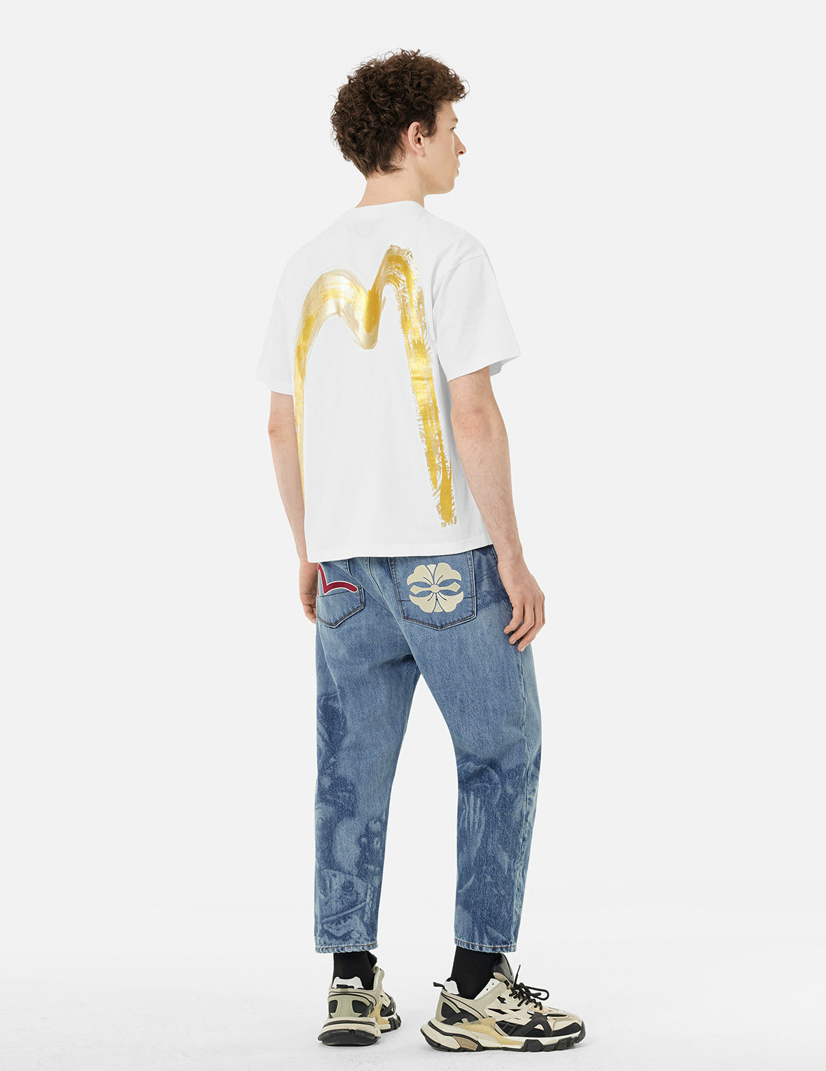 Fisherman Godhead Laser Print Cropped Jeans #2027