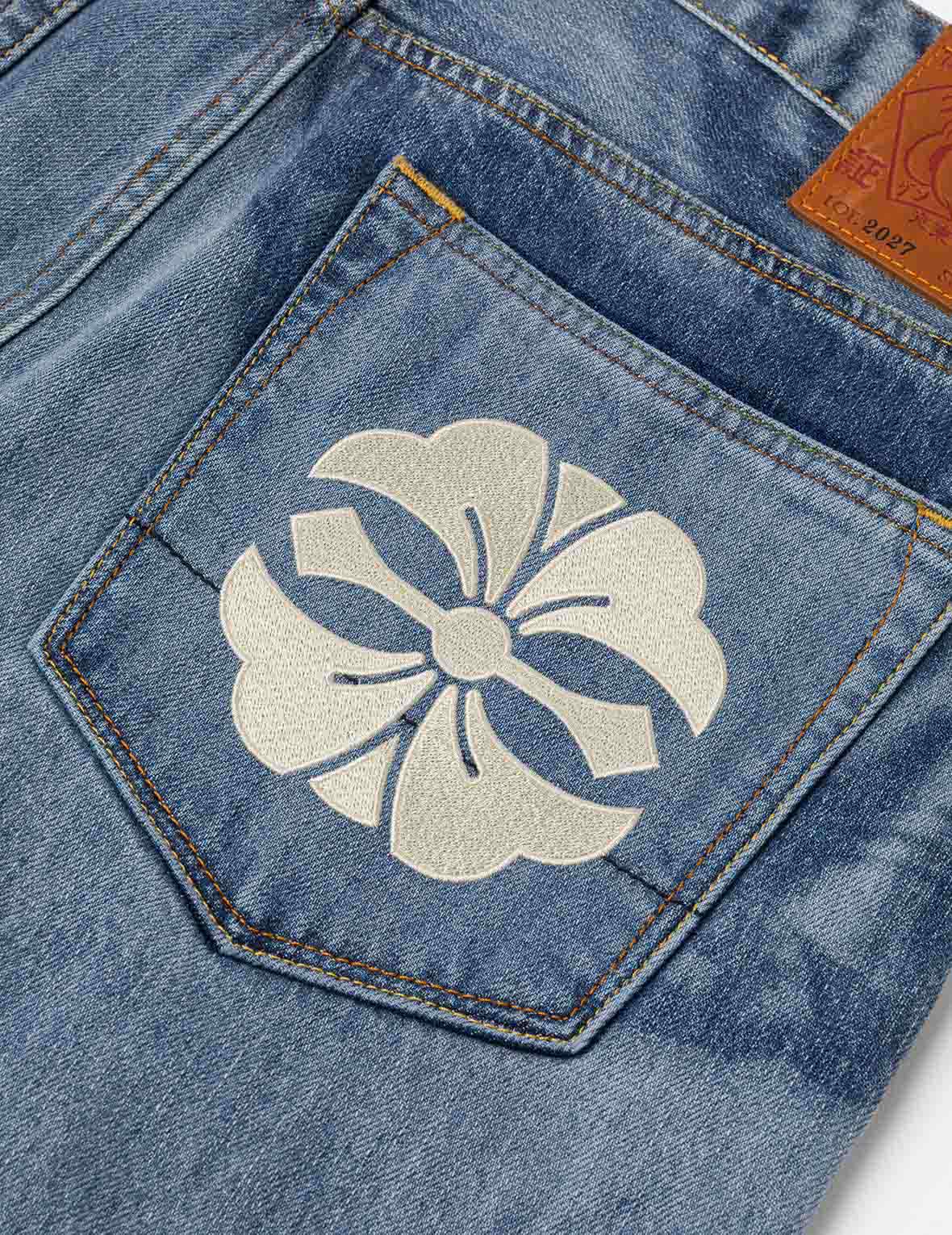 Fisherman Godhead Laser Print Cropped Jeans #2027