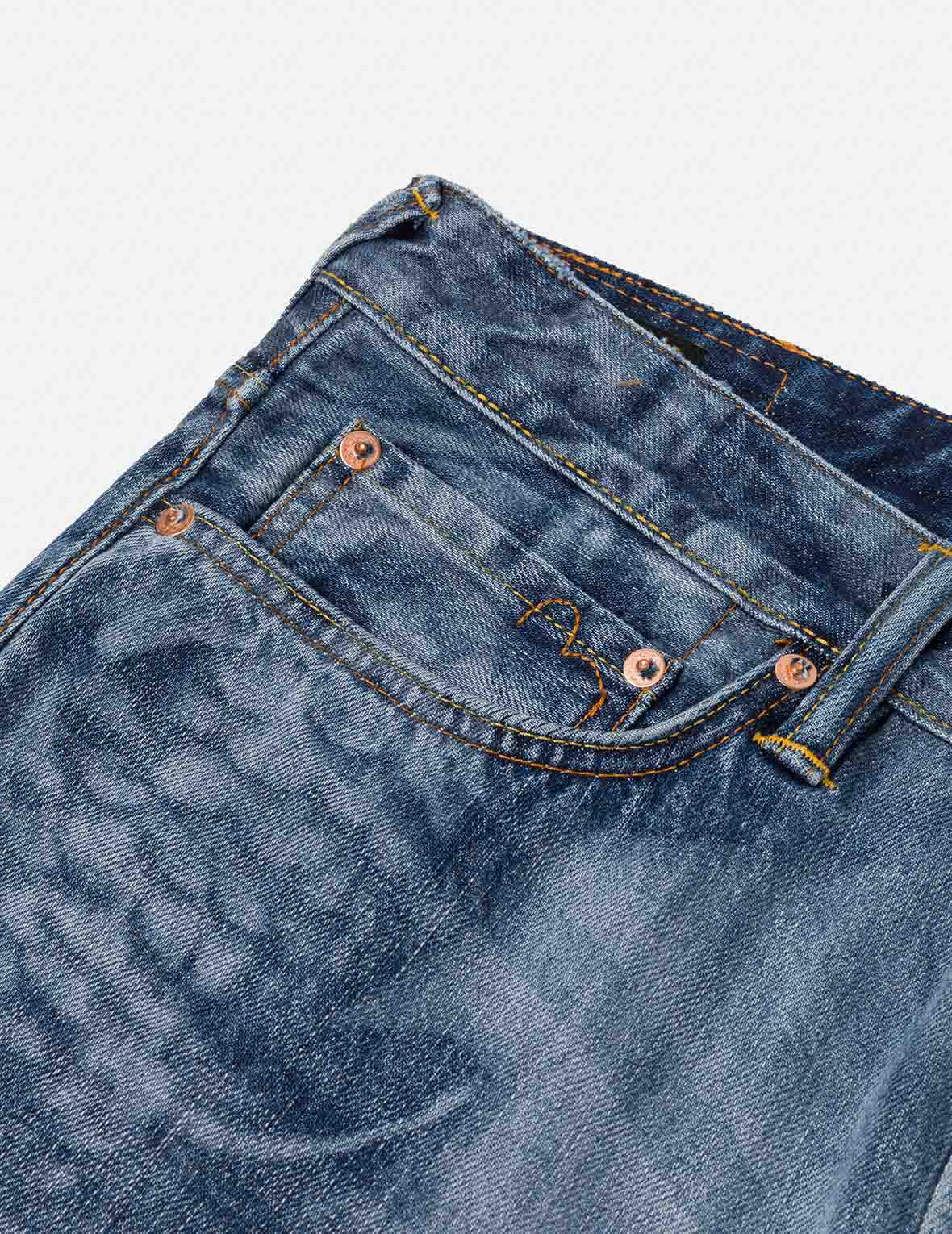 Fisherman Godhead Laser Print Cropped Jeans #2027