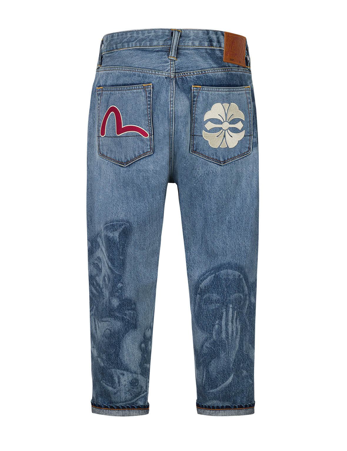 Fisherman Godhead Laser Print Cropped Jeans #2027