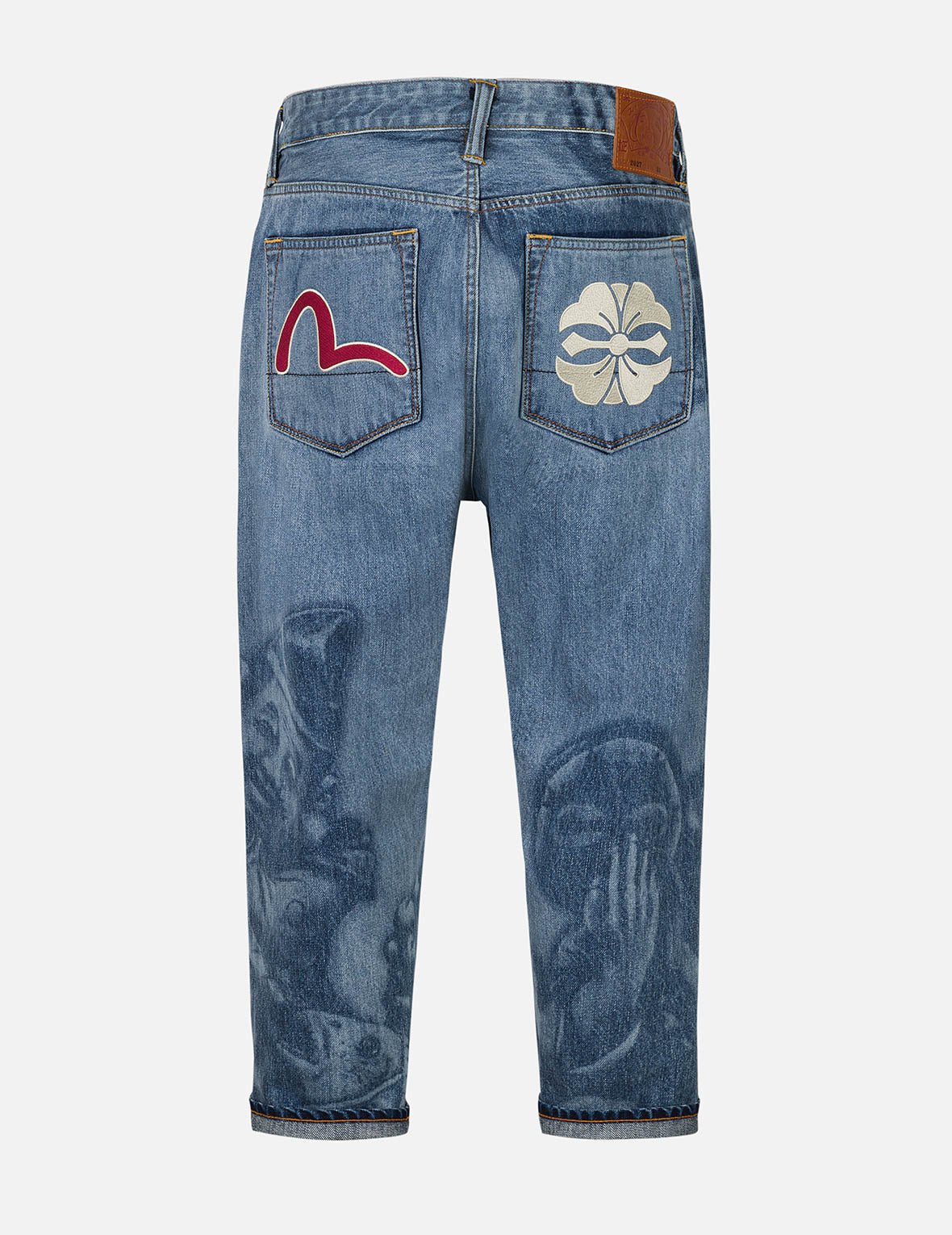 Fisherman Godhead Laser Print Cropped Jeans #2027