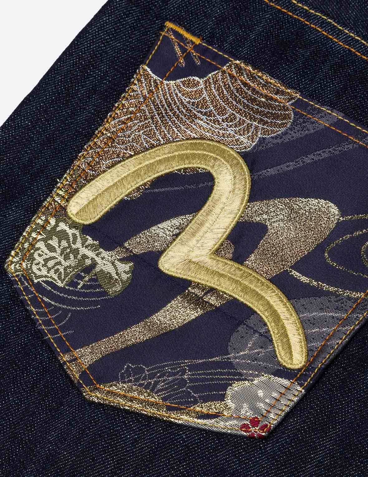 Seagull and Logo Brocade Appliqué Carrot Fit Jeans #2017