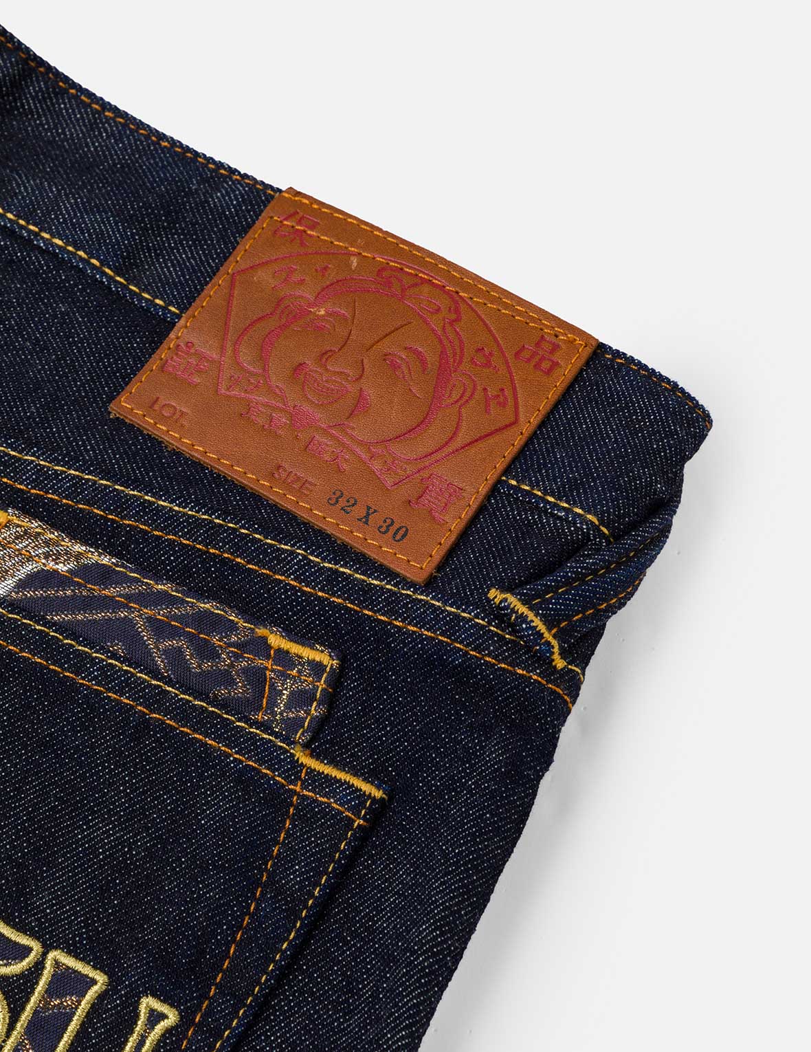 Seagull and Logo Brocade Appliqué Carrot Fit Jeans #2017