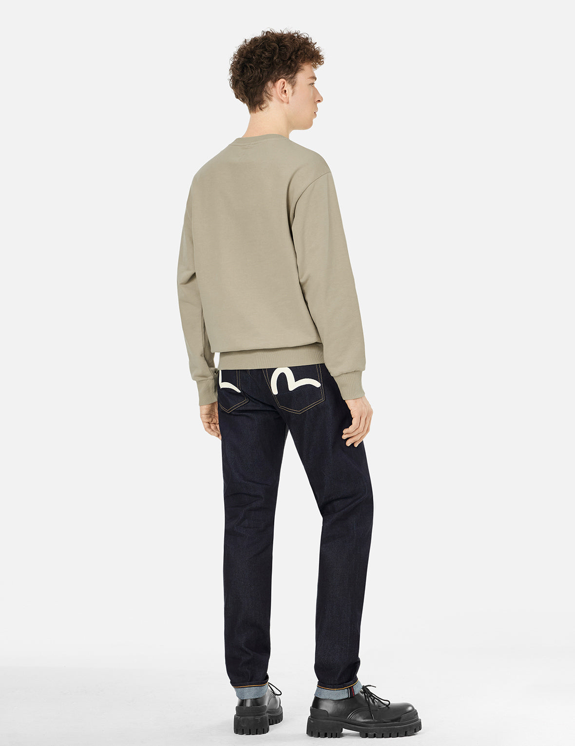 Ecru Seagull Print Taper Fit Jeans #2017