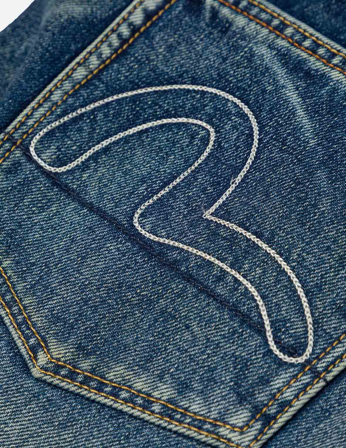 Seagull Embroidery and "EVISU SINCE 1991" Print Patch Taper Fit Jeans #2017