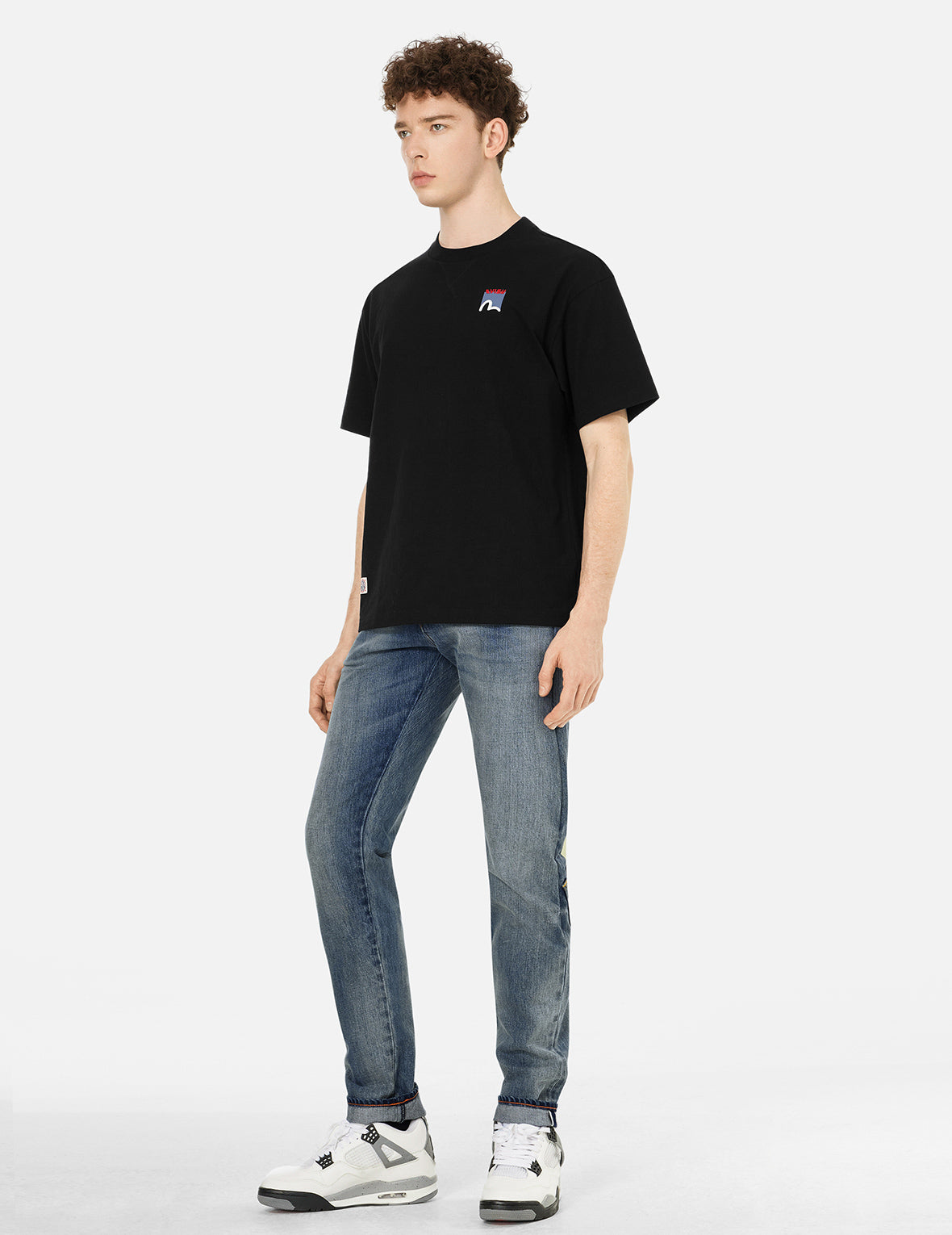 White Seagull Daicock Print Taper Fit Jeans #2017