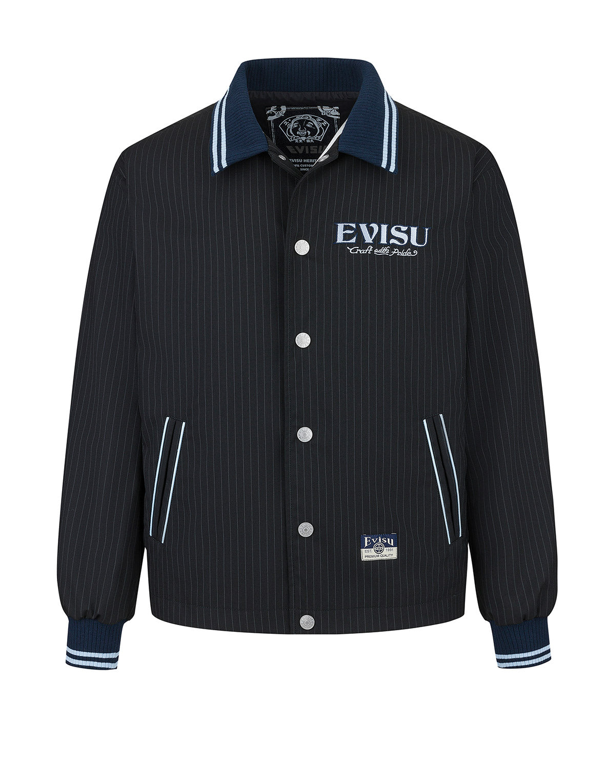 Logo and Slogan Embroidery Regular Fit Striped Suit Ccoach Jacket