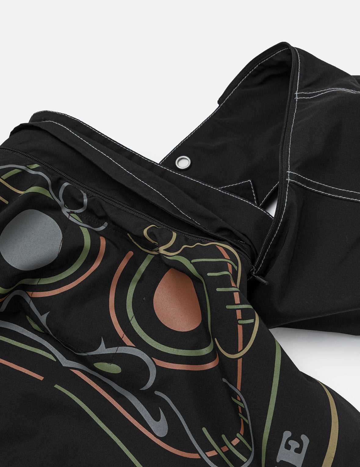 Daruma Print and Logo Appliqué Relax Fit Hooded Jacket