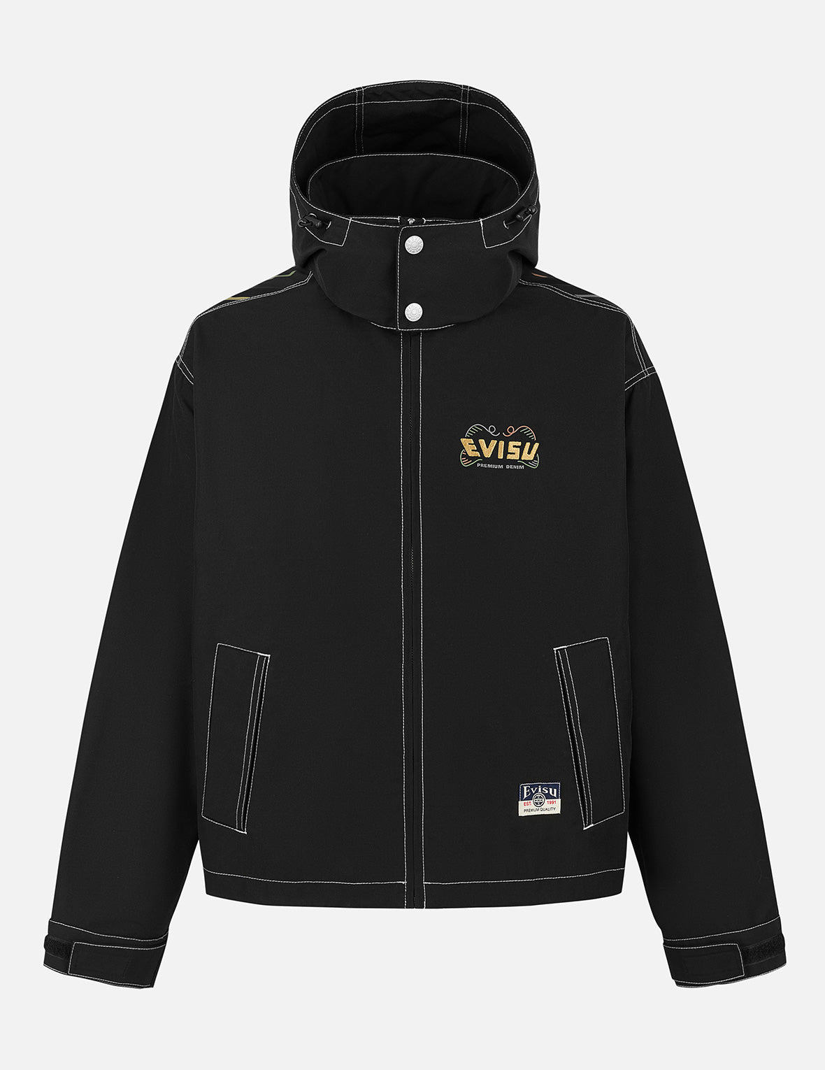 Daruma Print and Logo Appliqué Relax Fit Hooded Jacket