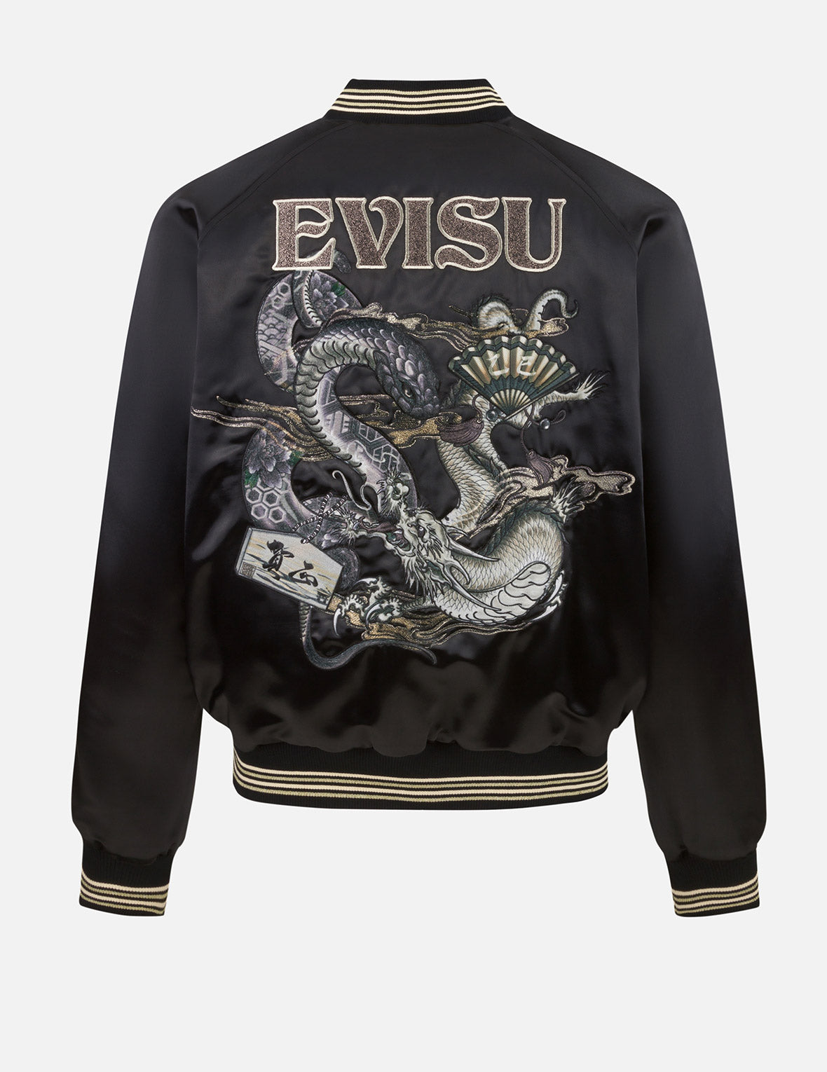 Soaring Snake Embroidery and Traditional Japanese Totem Prints Reversible Relax Fit Souvenir - Red Jacket