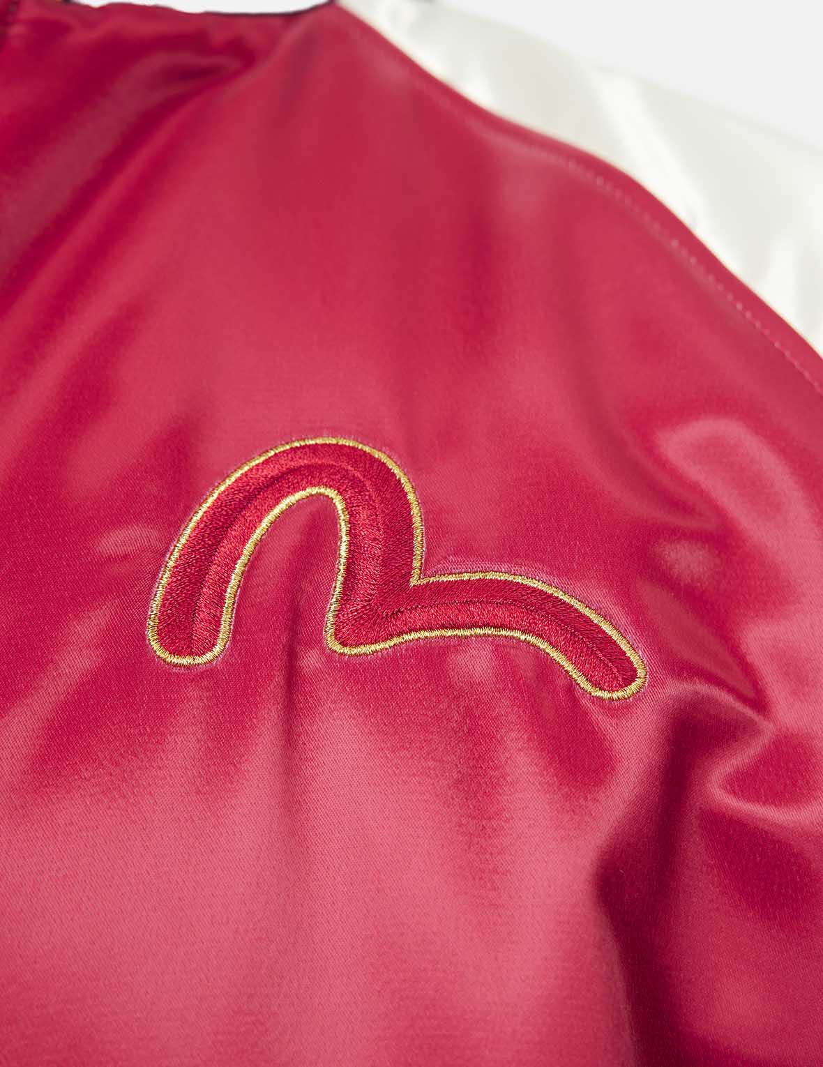 Soaring Snake Embroidery and Traditional Japanese Totem Prints Reversible Relax Fit Souvenir - Red Jacket