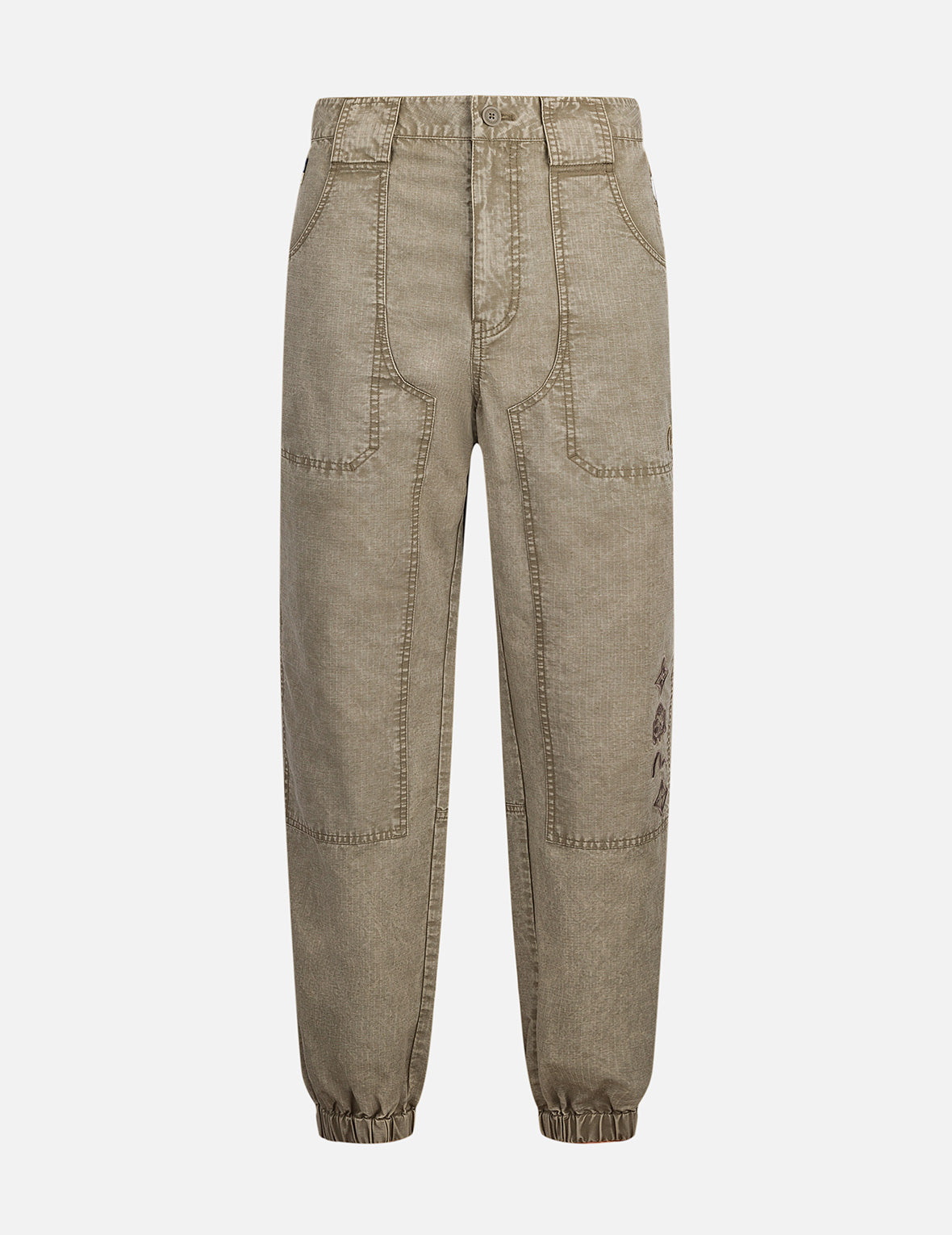 Seagull and Kamon Embroidery Straight Fit Woven Joggers