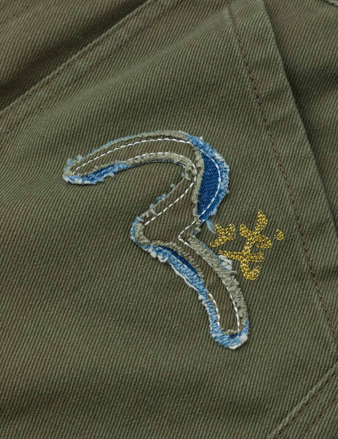 Seagull Appliqué Embroidery Wide-leg Woven Jogger
