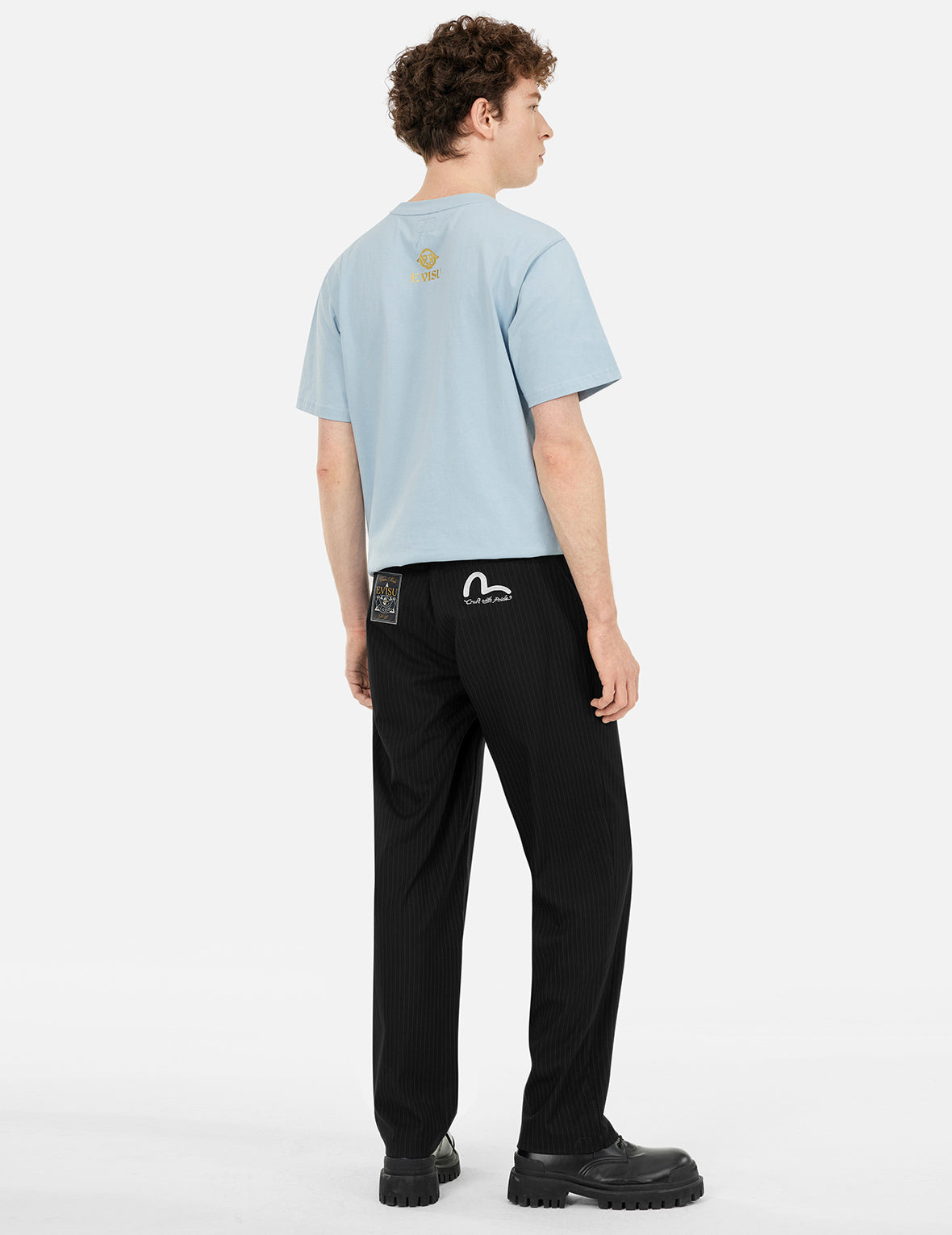 Seagull Embroidery Striped Taper Fit Woven Pants