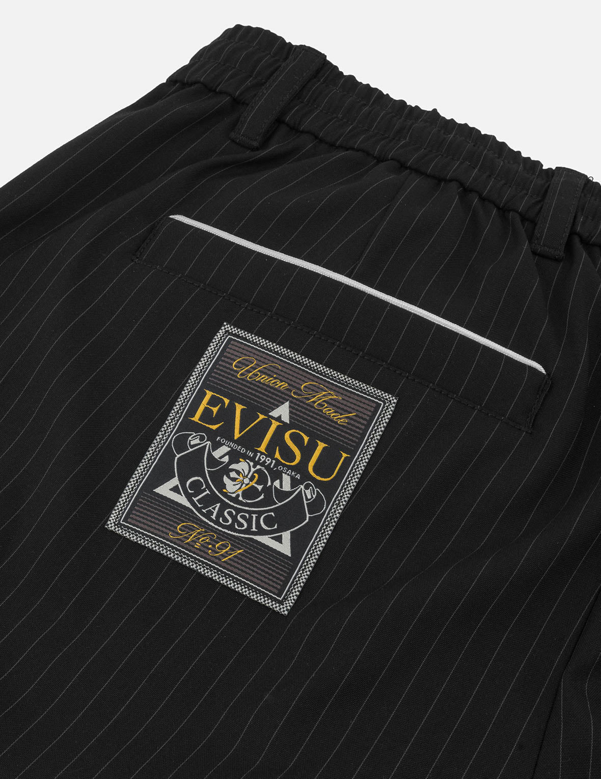 Seagull Embroidery Striped Taper Fit Woven Pants