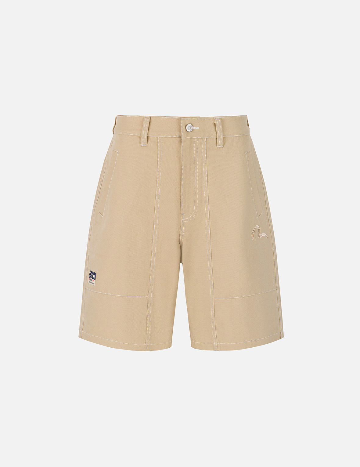Allover Seagull Print Pocket Oversized Shorts