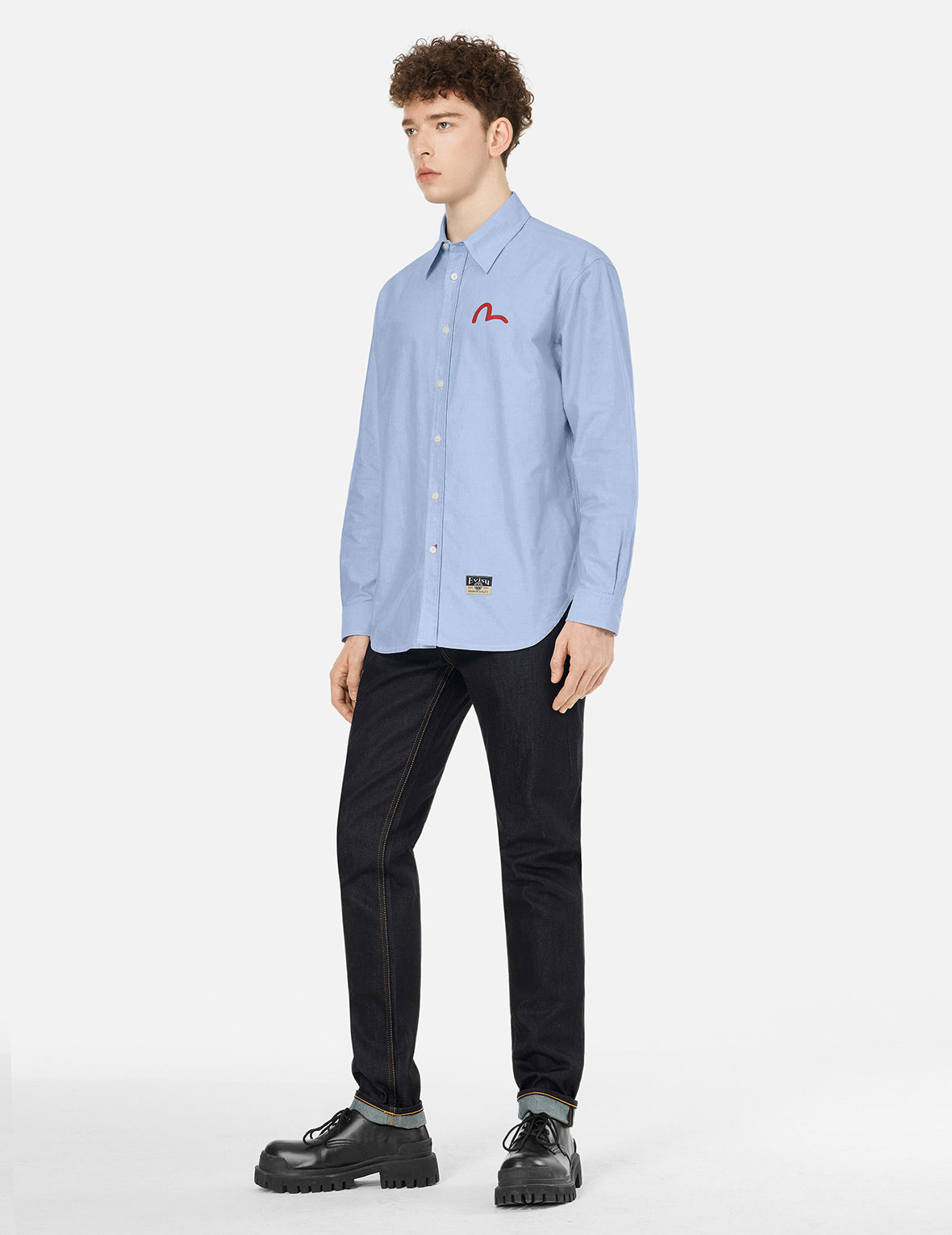 Seagull Embroidery Relax Fit Long Sleeve Oxford Shirt