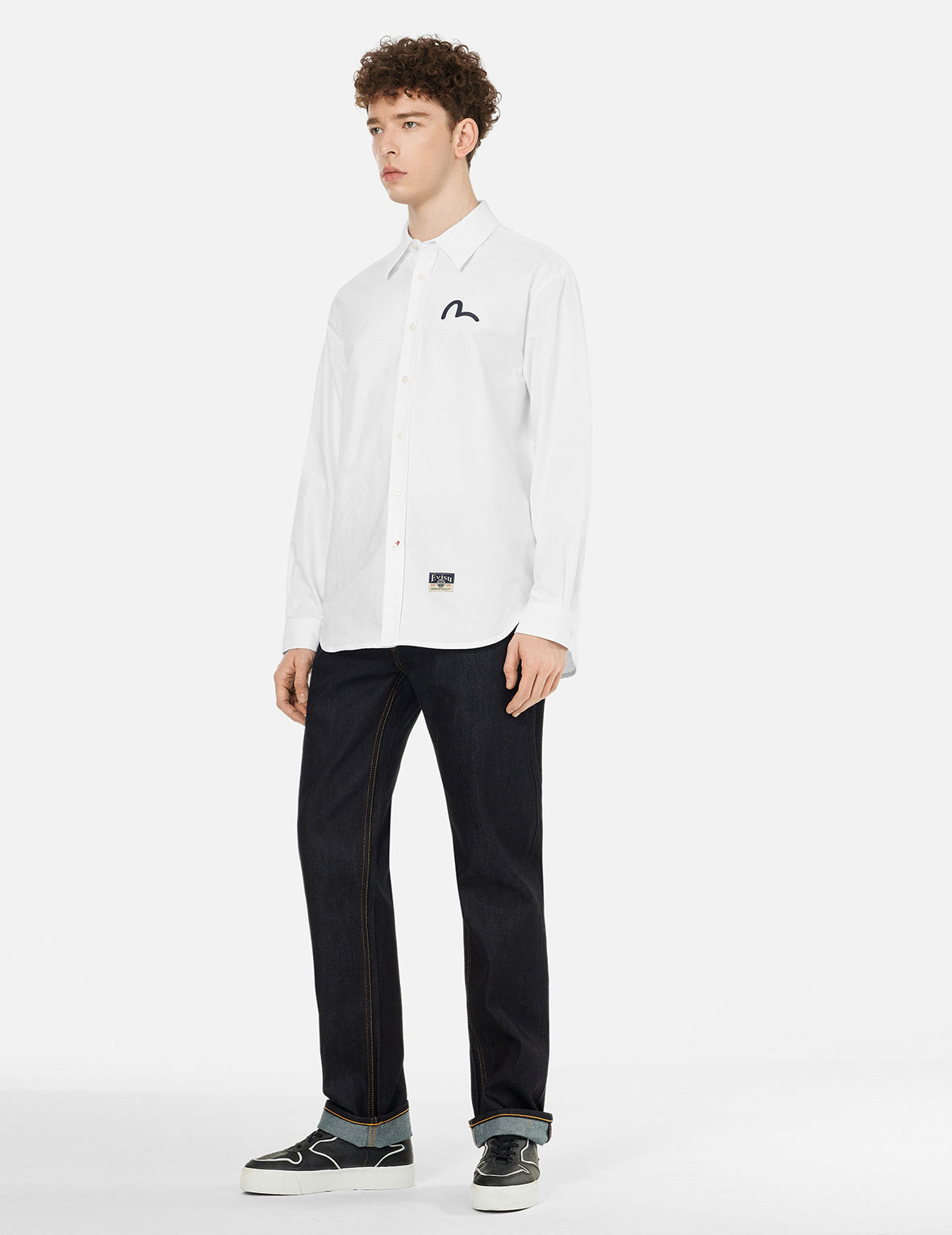 Seagull Embroidery Relax Fit Long Sleeve Oxford Shirt