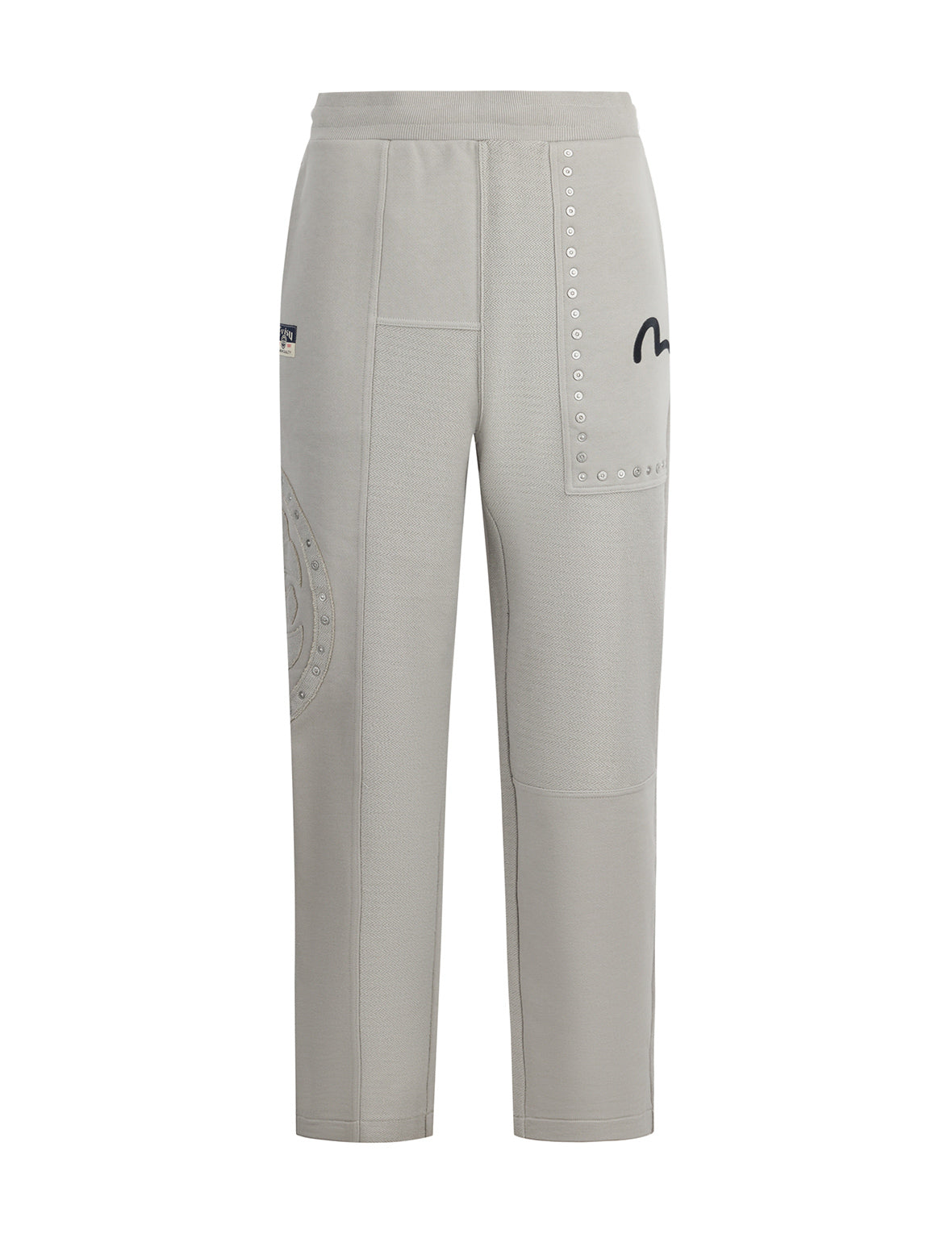 Kamon Appliqué and Fabric Blocking Fashion Fit Sweatpants