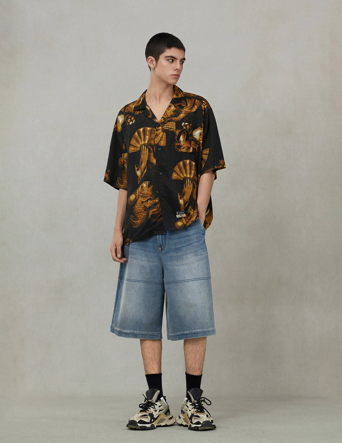 Allover Godhead Print Boxy T-shirt