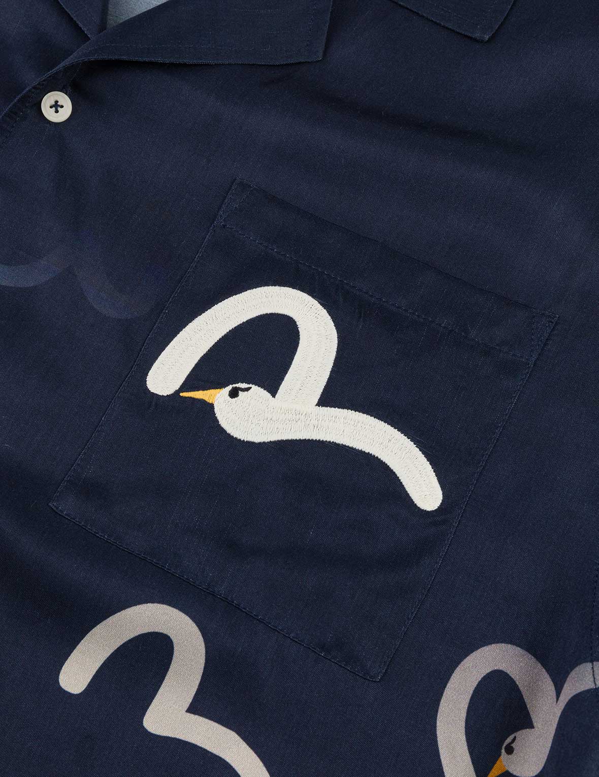 Allover Seagull Print Boxy Short-Sleeve Shirt