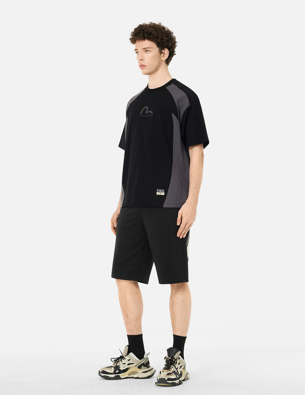 Artistic Brush Daicock Print Regular Fit Sweatshorts