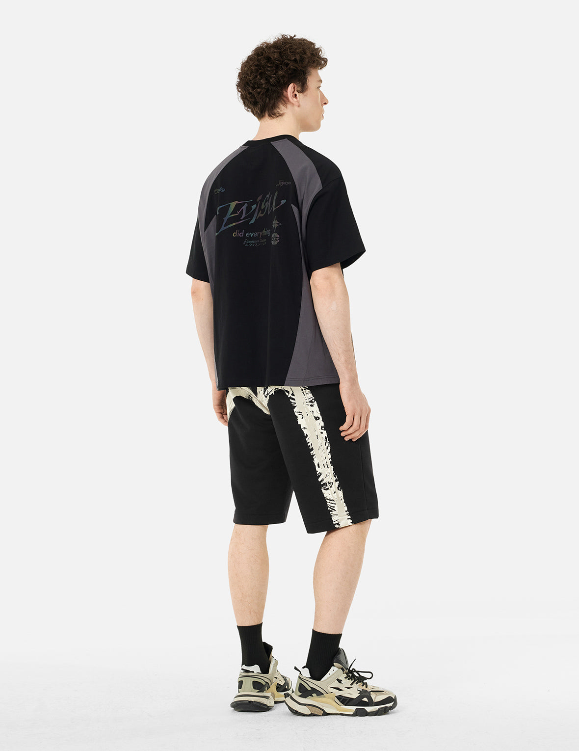 Artistic Brush Daicock Print Regular Fit Sweatshorts