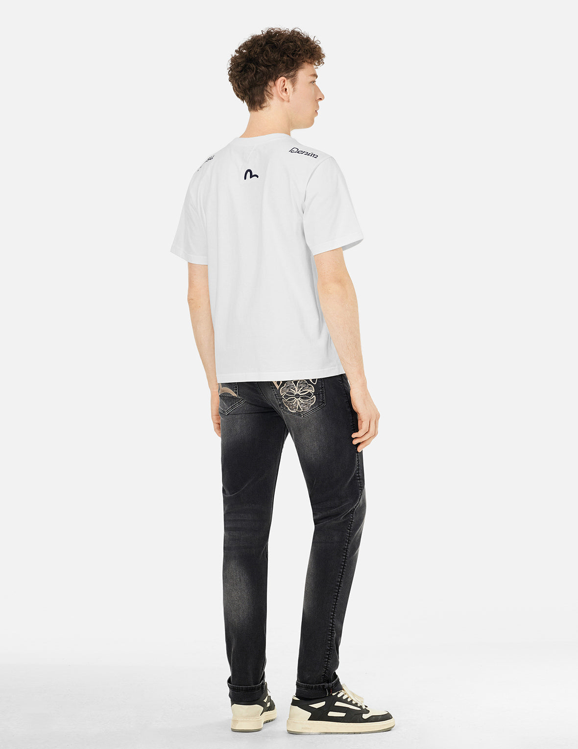 Seagull Embroidery and Multi-logo Print Regular Fit T-shirt