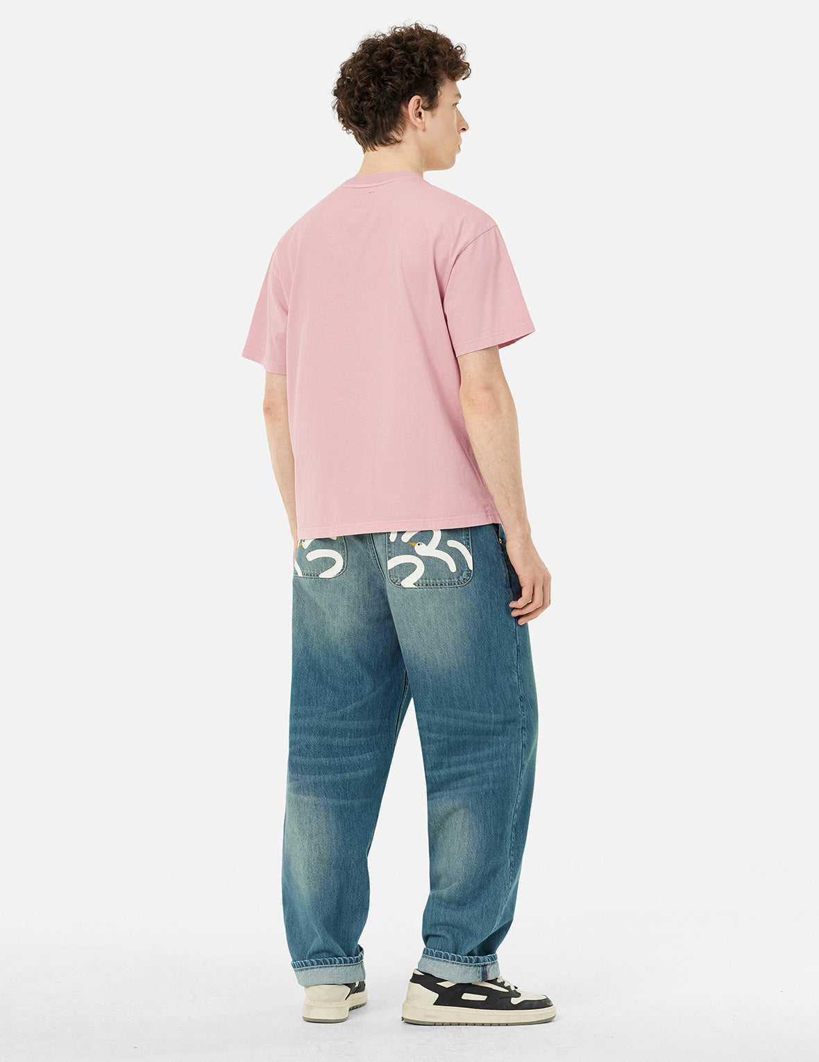 Seagull Embroidery Stitching Pocket Relax Fit T-Shirt