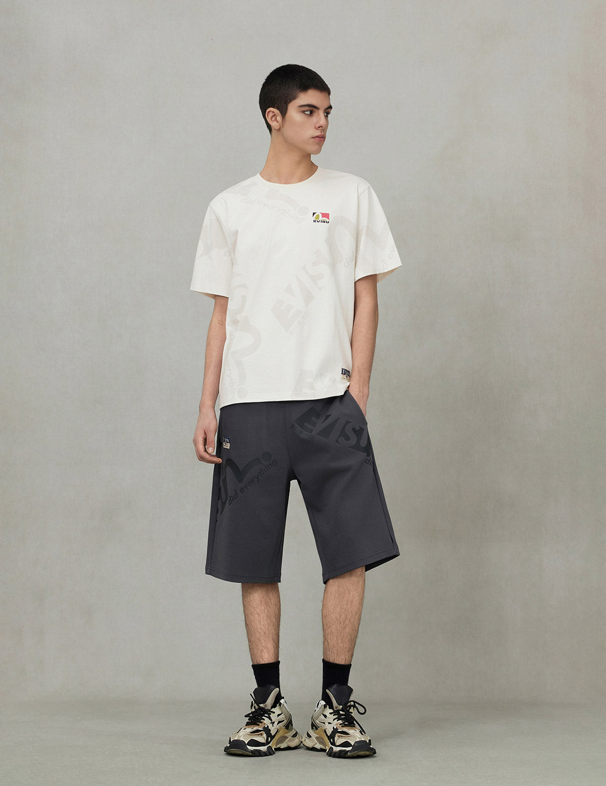 Allover Logo and Seagull Print Regular Fit T-Shirt