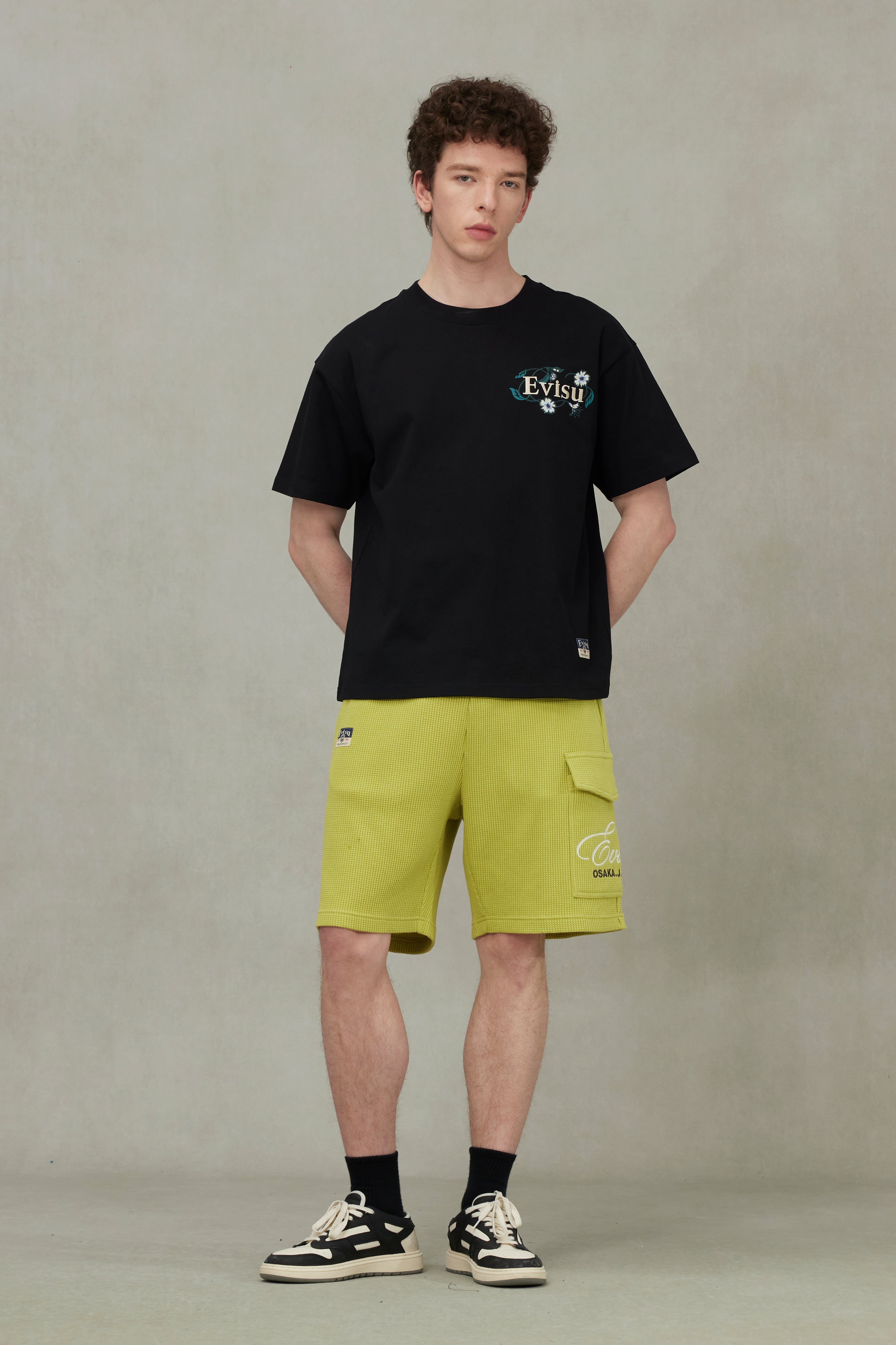 Floral Daicock and Logo Embroidery Loose Fit T-Shirt