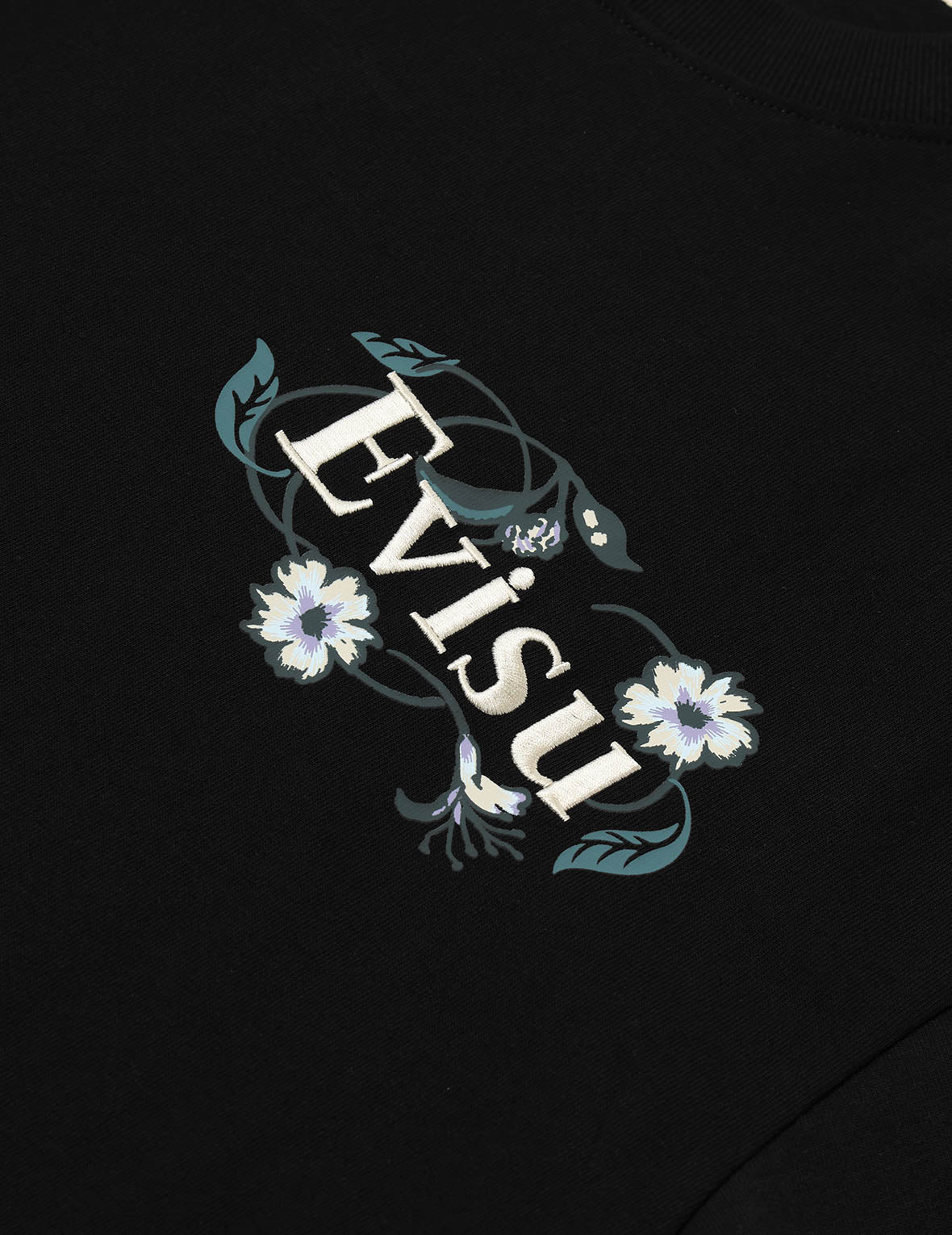 Floral Daicock and Logo Embroidery Loose Fit T-Shirt