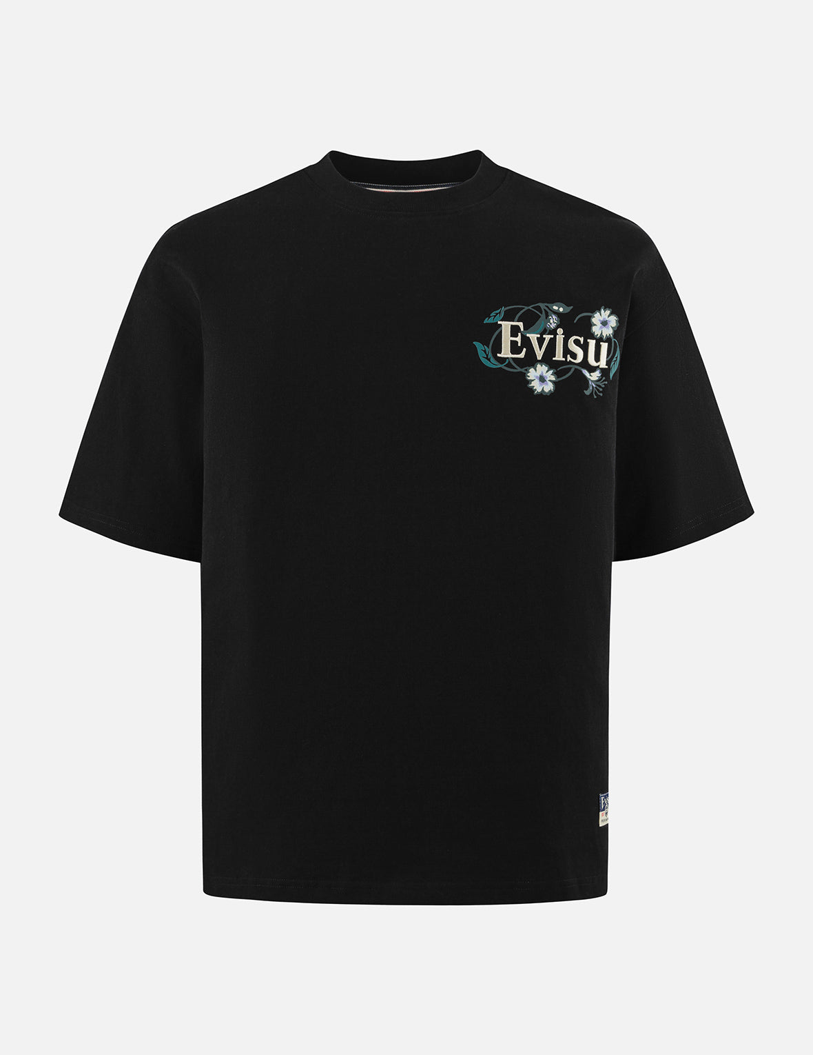 Floral Daicock and Logo Embroidery Loose Fit T-Shirt