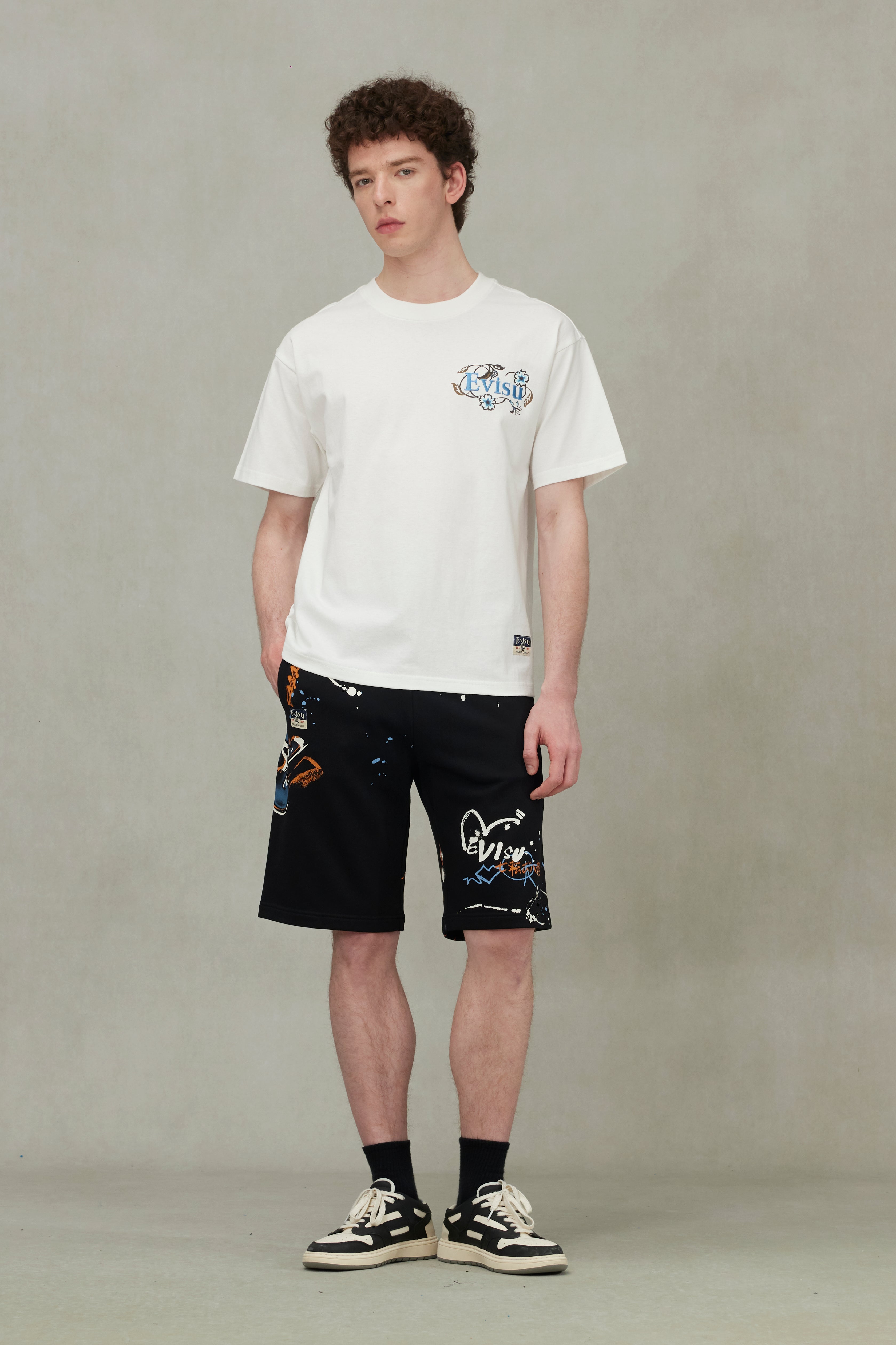 Floral Daicock and Logo Embroidery Loose Fit T-Shirt