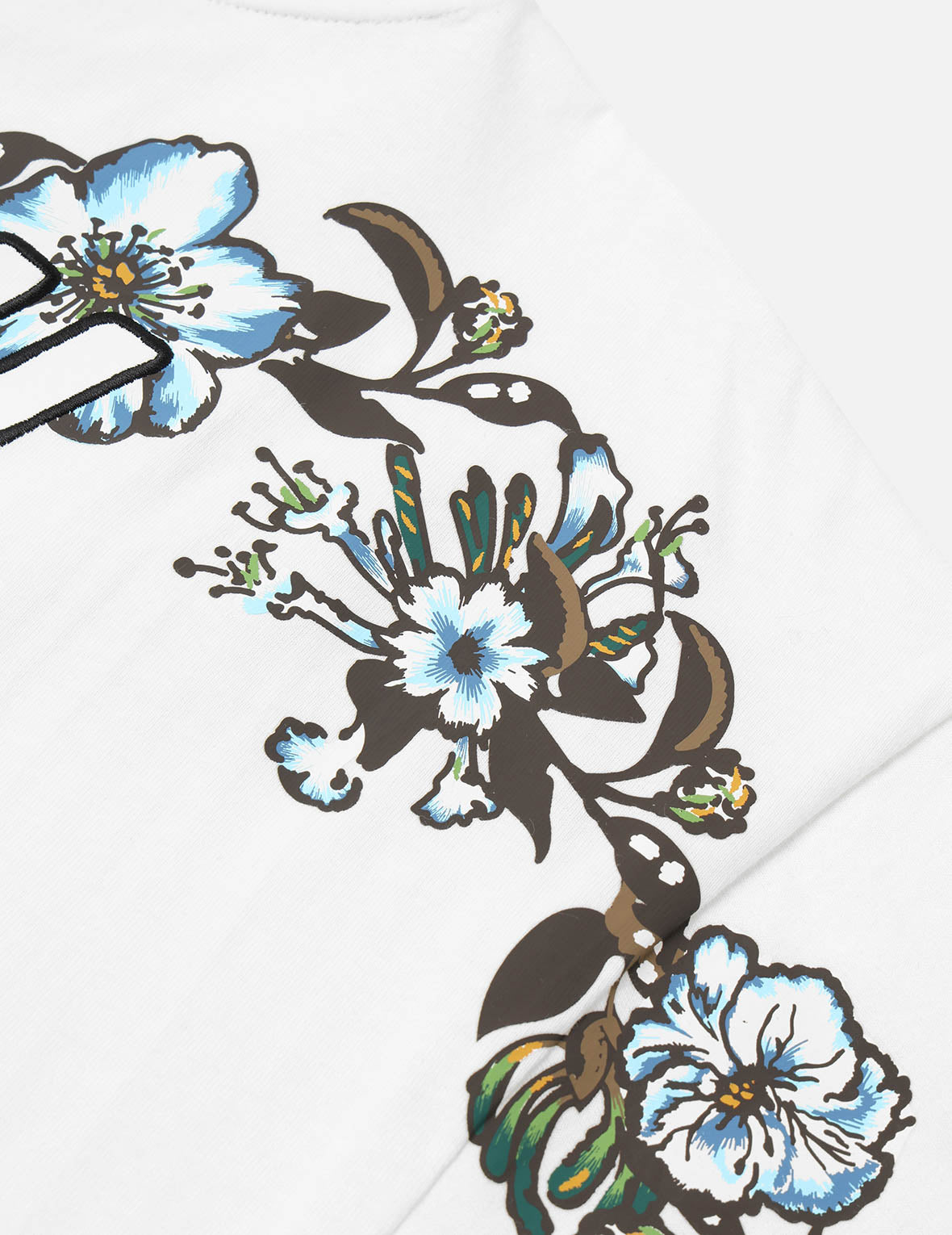 Floral Daicock and Logo Embroidery Loose Fit T-Shirt