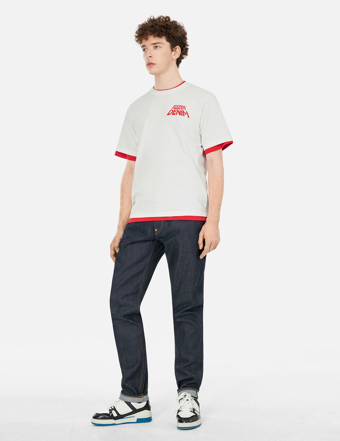 Slogan Print with Godhead Appliqué Embroidery Regular Fit T-Shirt