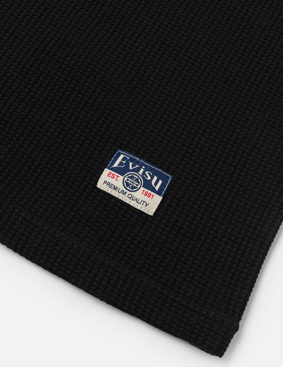 Seagull and Logo Embroidery Oversized Short-Sleeve Waffle Sweatshirt