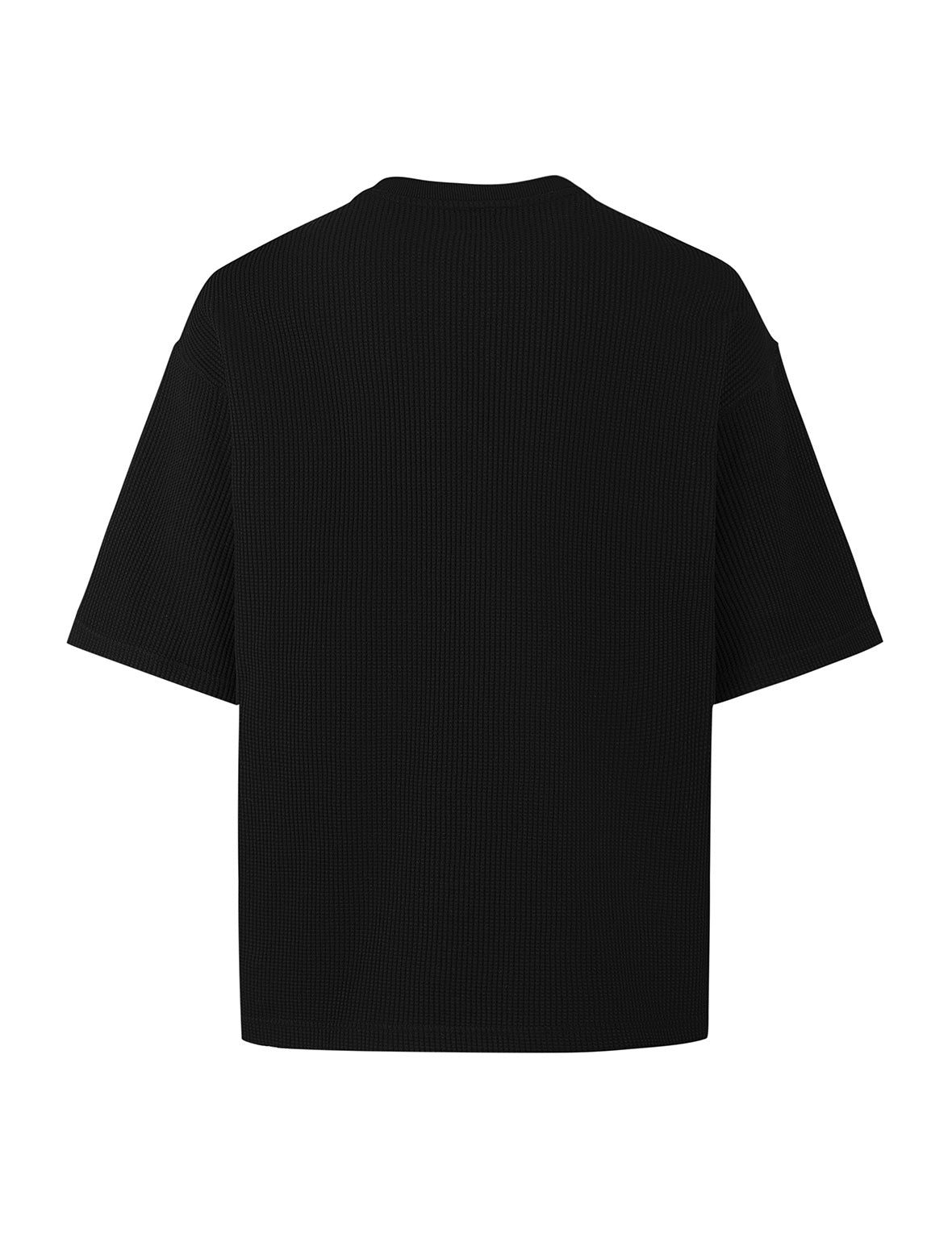Seagull and Logo Embroidery Oversized Short-Sleeve Waffle Sweatshirt