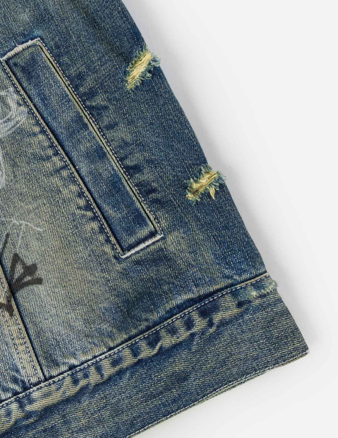 Allover Graffiti Printed Denim Jacket