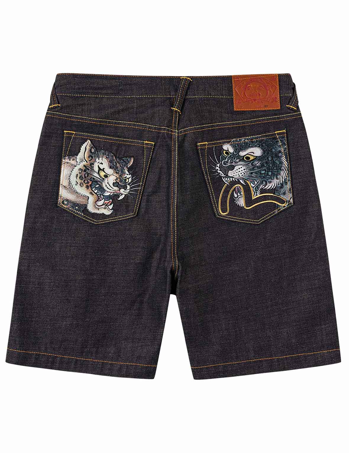 Leopard Pocket Embroidery Denim Shorts – EVISU